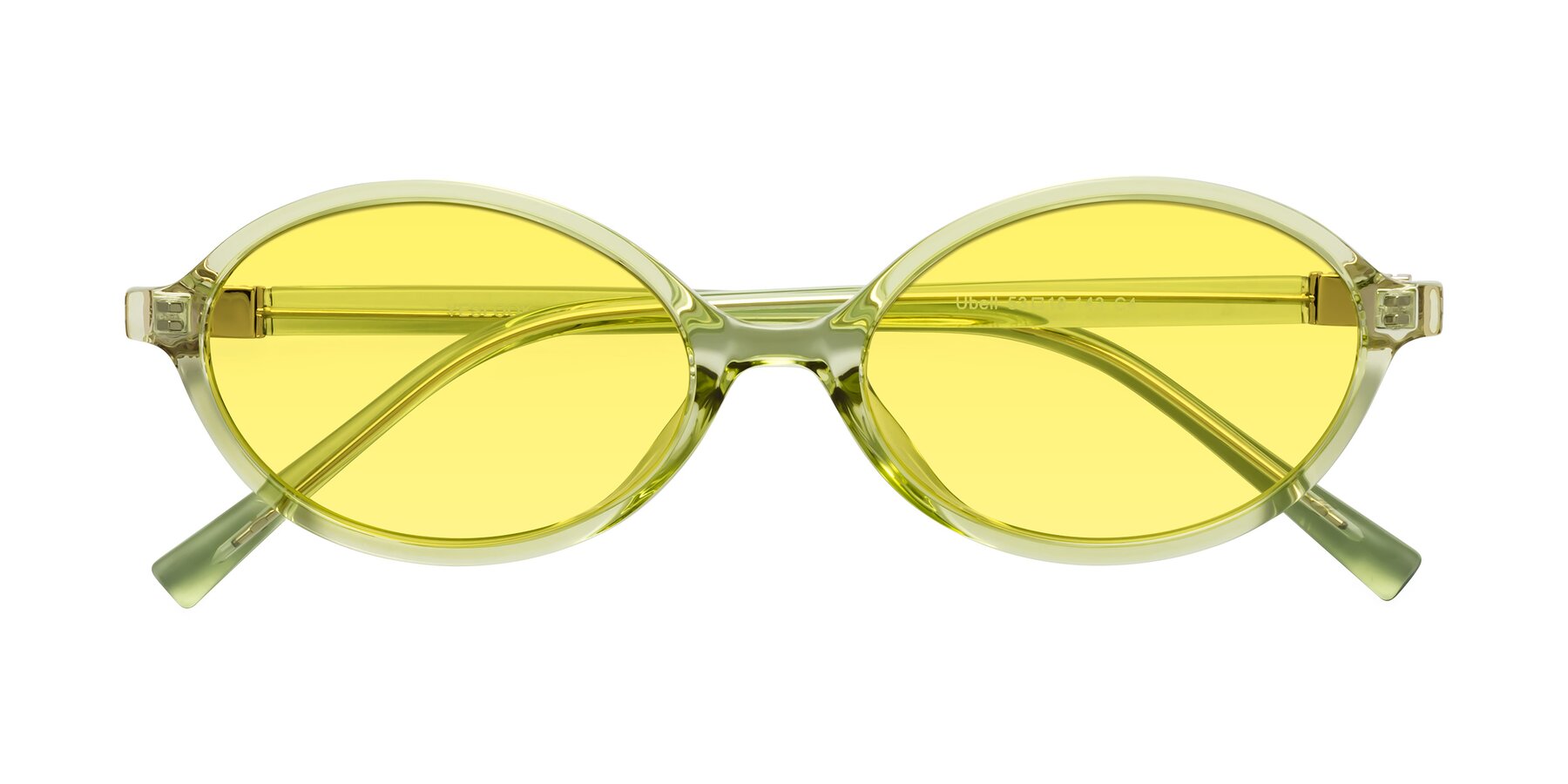Folded Front of Ubell in Transparent Green with Medium Yellow Tinted Lenses