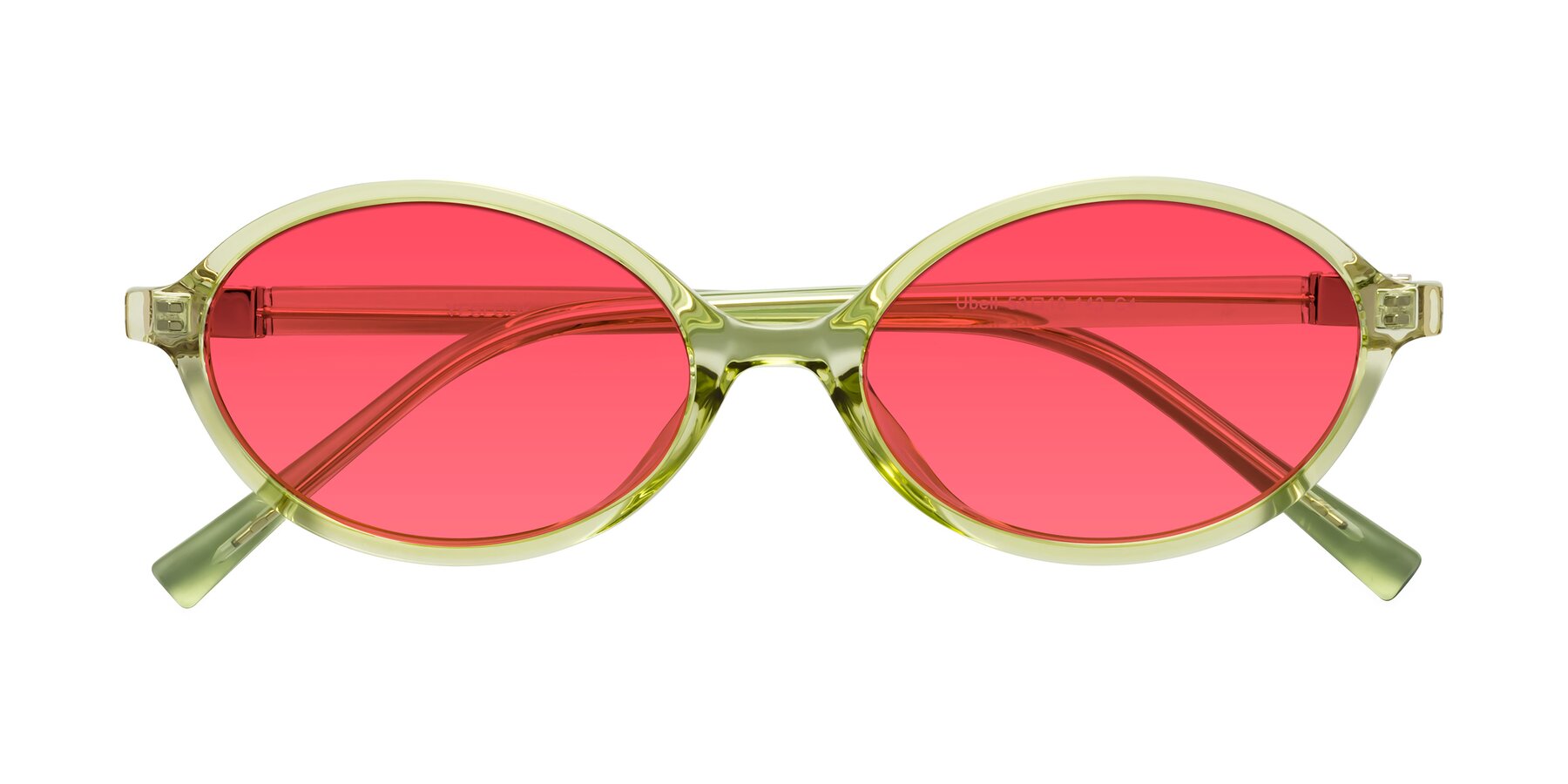 Folded Front of Ubell in Transparent Green with Red Tinted Lenses