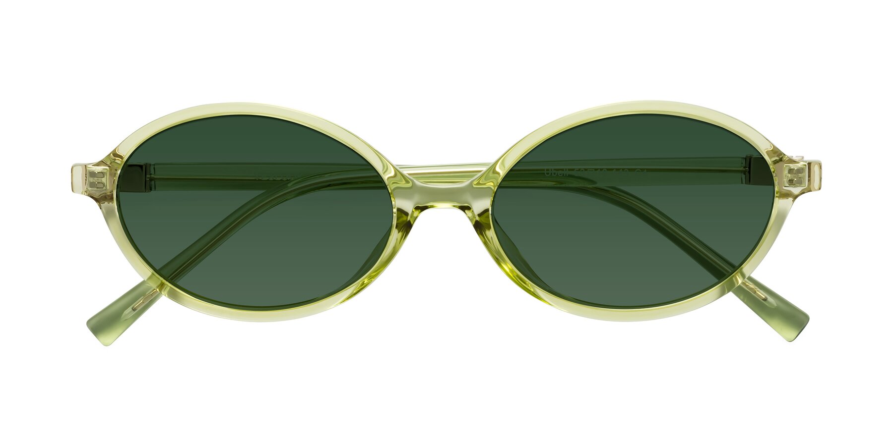 Folded Front of Ubell in Transparent Green with Green Tinted Lenses