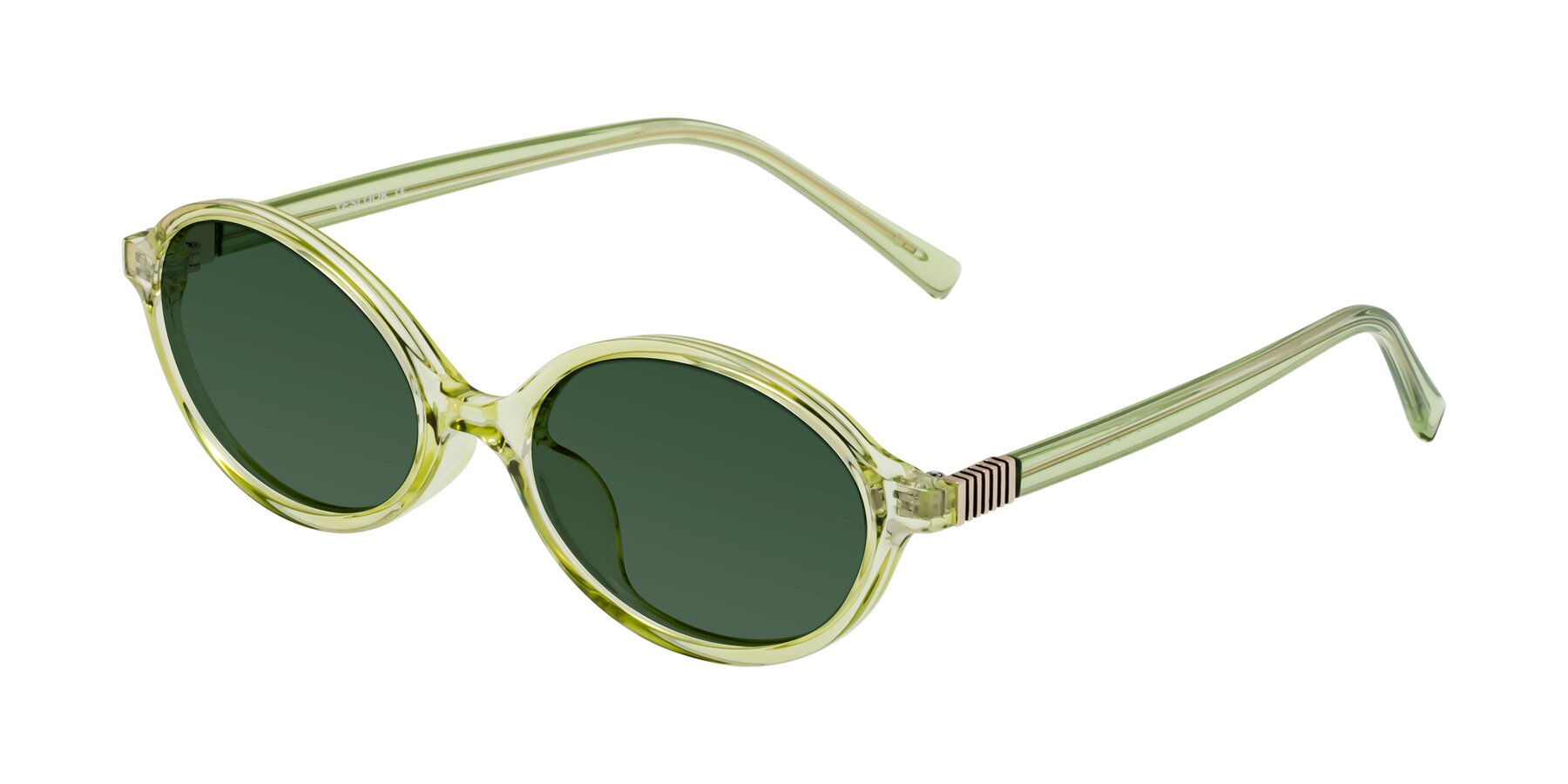 Angle of Ubell in Transparent Green with Green Tinted Lenses