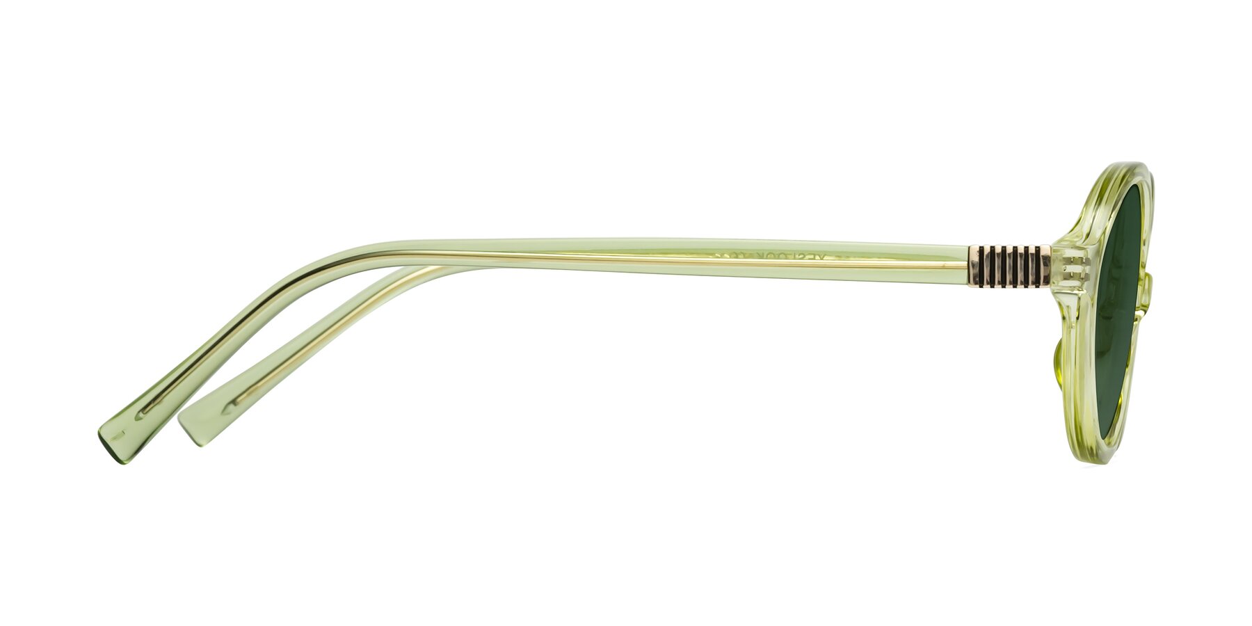 Side of Ubell in Transparent Green with Green Tinted Lenses