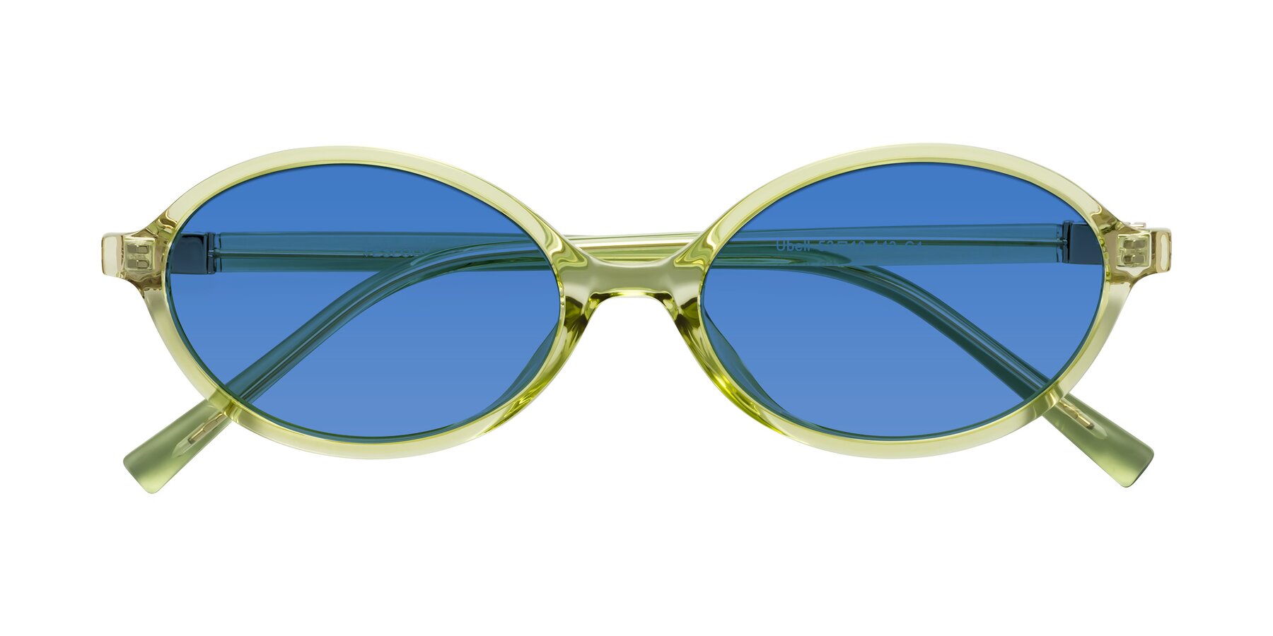 Folded Front of Ubell in Transparent Green with Blue Tinted Lenses