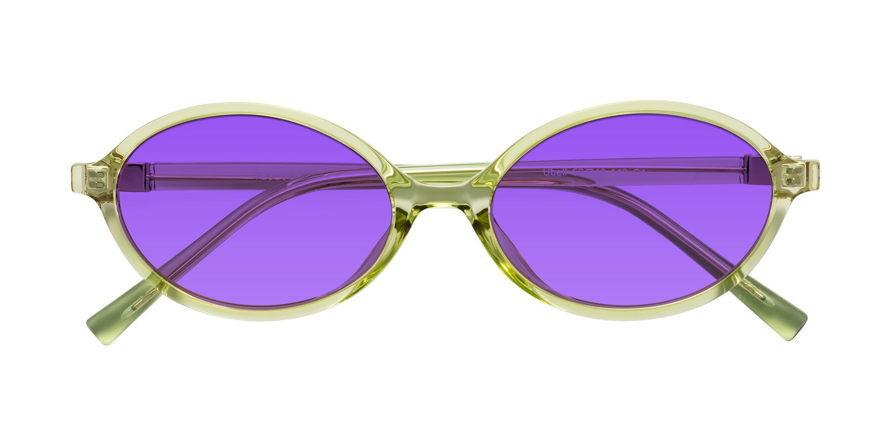 Folded Front of Ubell in Transparent Green with Purple Tinted Lenses