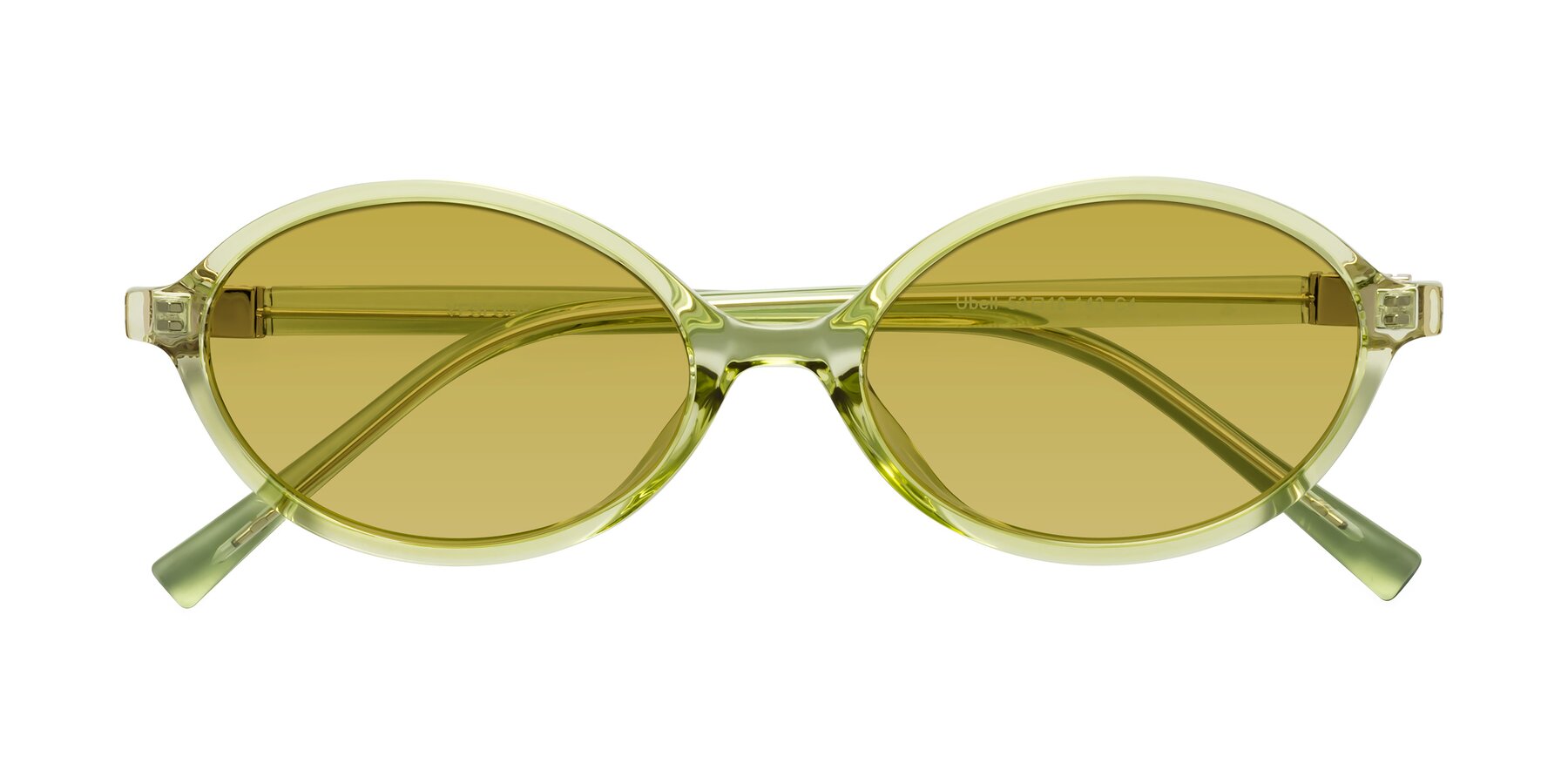 Folded Front of Ubell in Transparent Green with Champagne Tinted Lenses