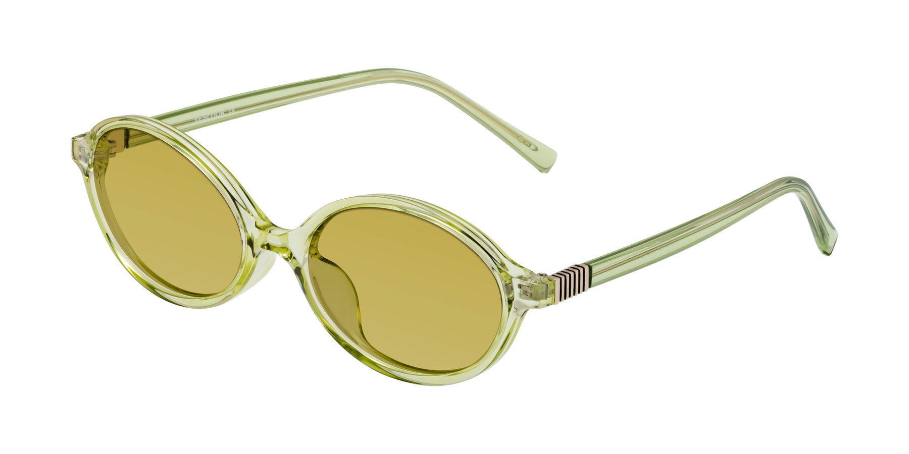 Angle of Ubell in Transparent Green with Champagne Tinted Lenses