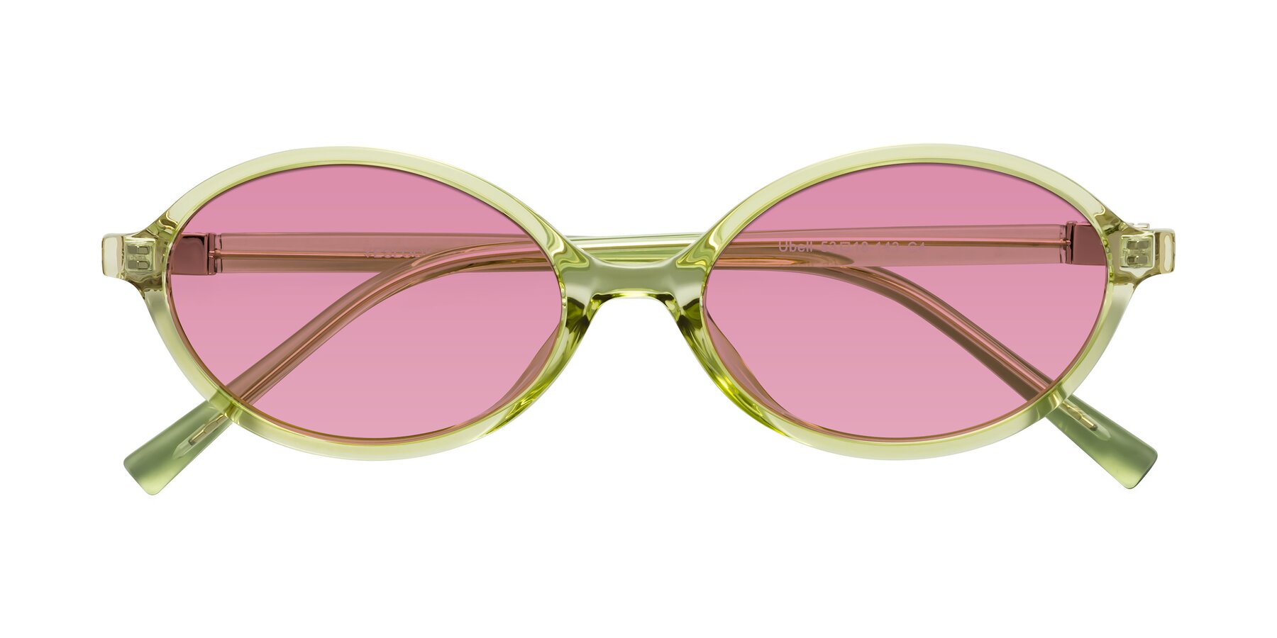 Folded Front of Ubell in Transparent Green with Medium Wine Tinted Lenses