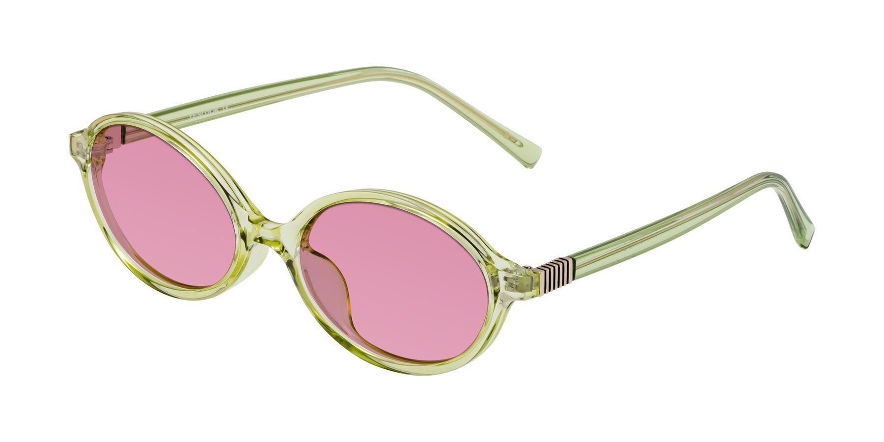 Angle of Ubell in Transparent Green with Medium Wine Tinted Lenses