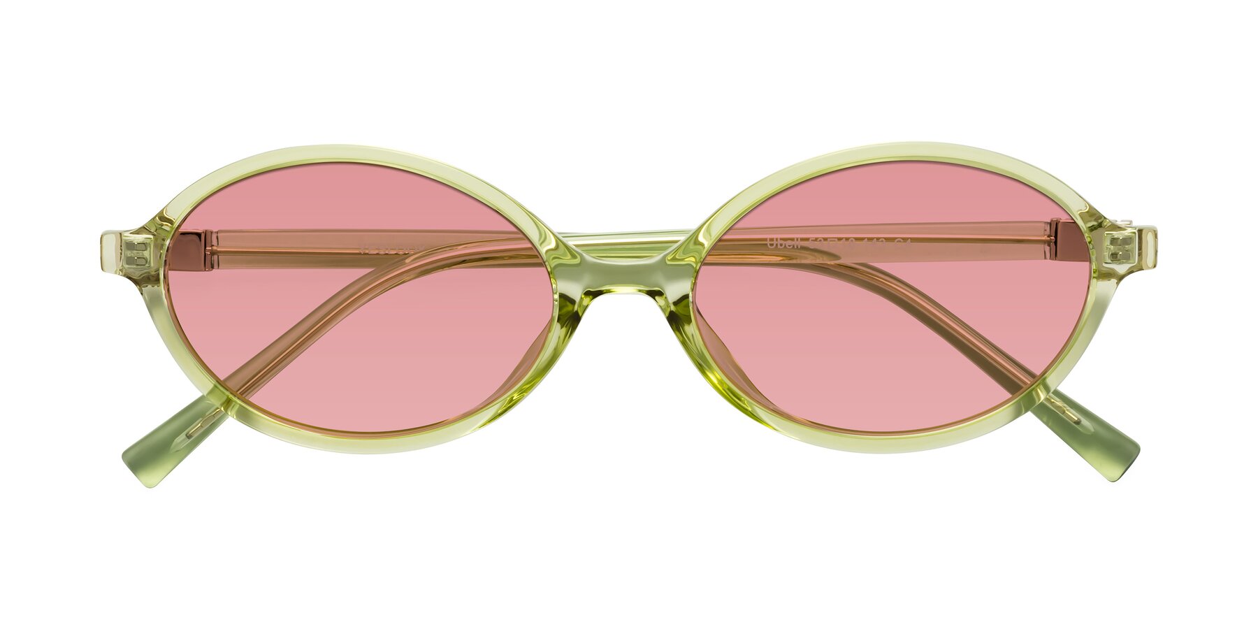 Folded Front of Ubell in Transparent Green with Medium Garnet Tinted Lenses