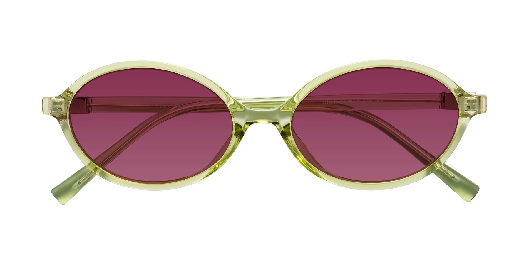 Folded Front of Ubell in Transparent Green with Wine Tinted Lenses