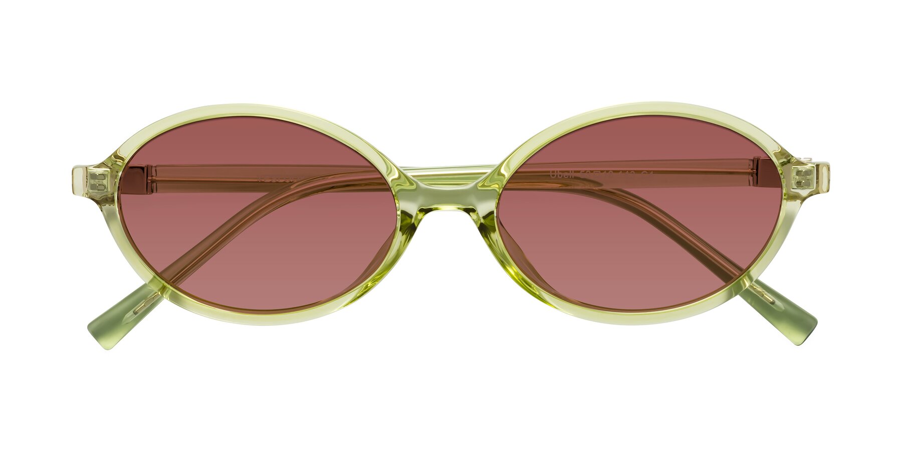 Folded Front of Ubell in Transparent Green with Garnet Tinted Lenses
