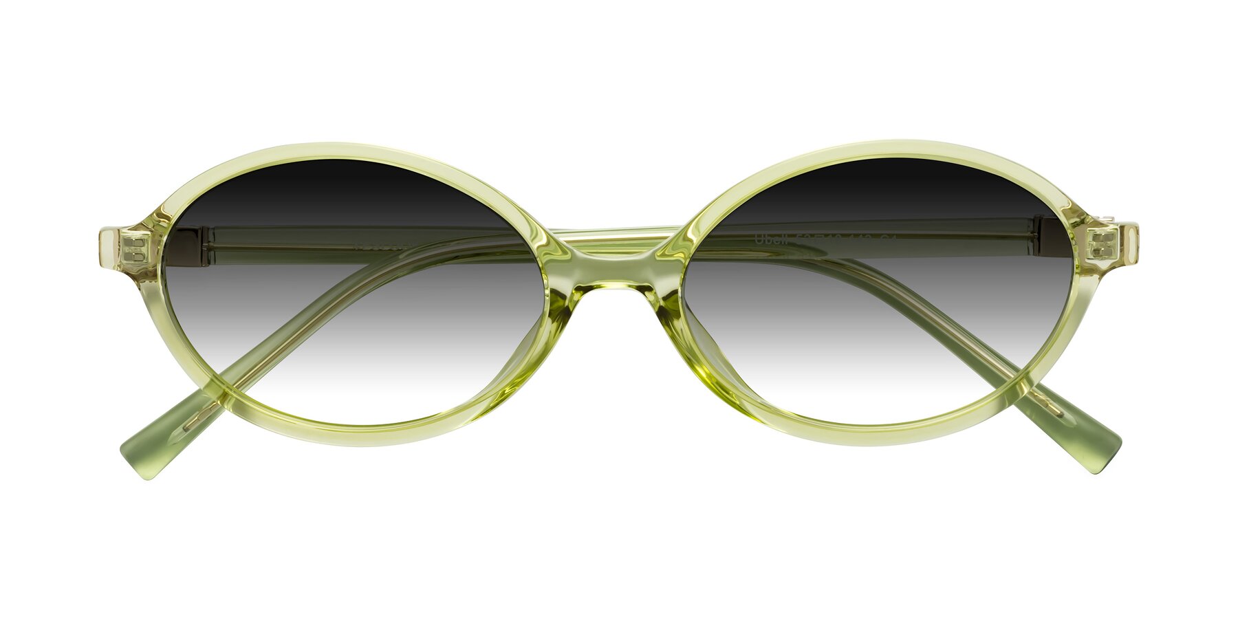 Folded Front of Ubell in Transparent Green with Gray Gradient Lenses