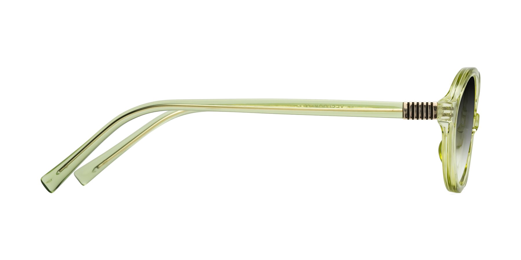 Side of Ubell in Transparent Green with Gray Gradient Lenses