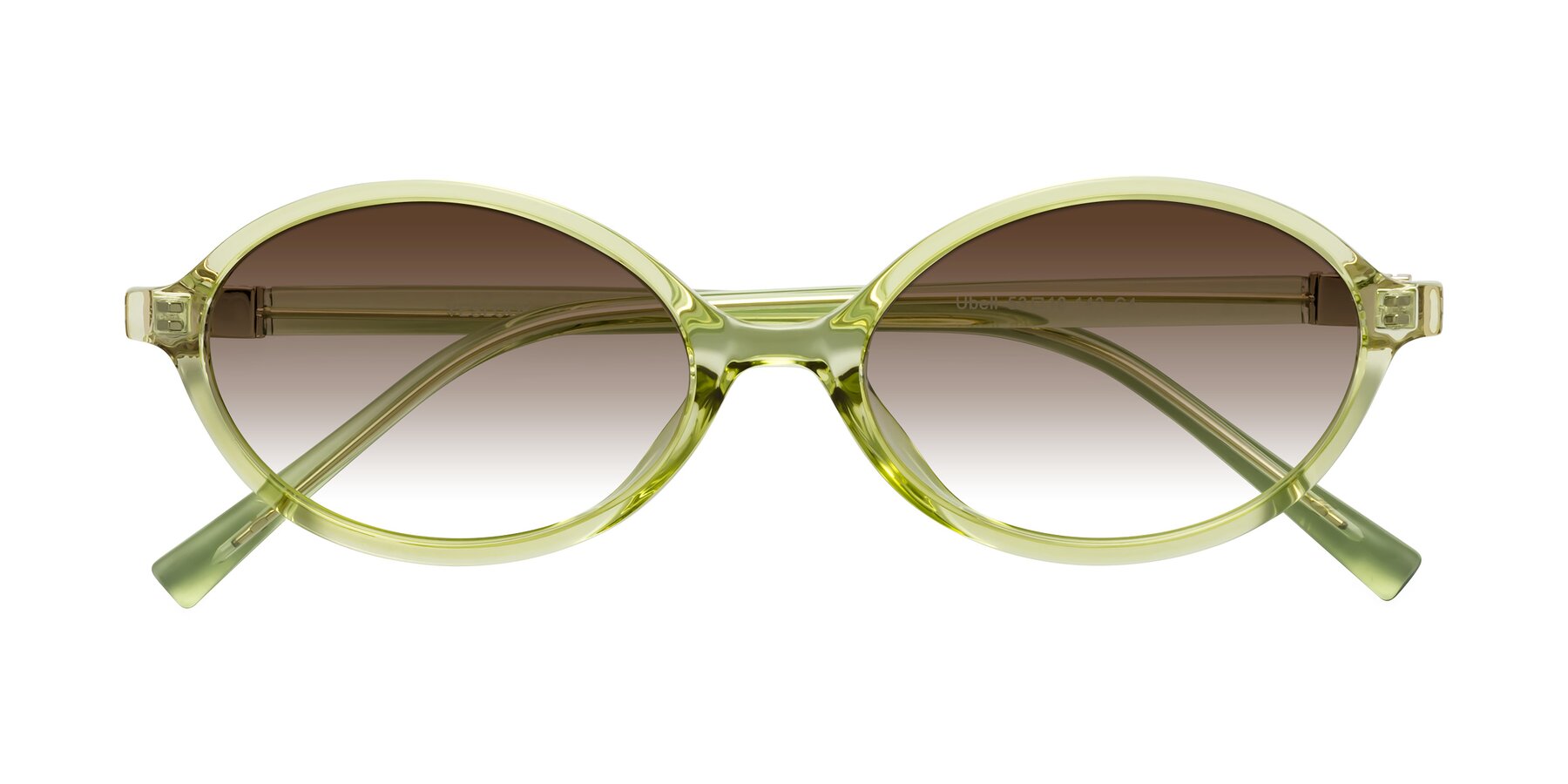 Folded Front of Ubell in Transparent Green with Brown Gradient Lenses