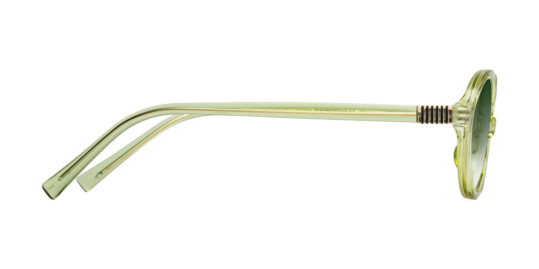 Side of Ubell in Transparent Green with Green Gradient Lenses