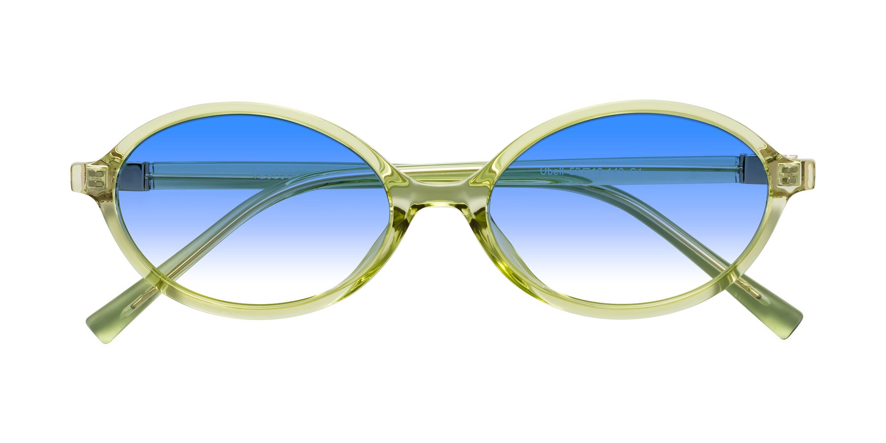 Folded Front of Ubell in Transparent Green with Blue Gradient Lenses