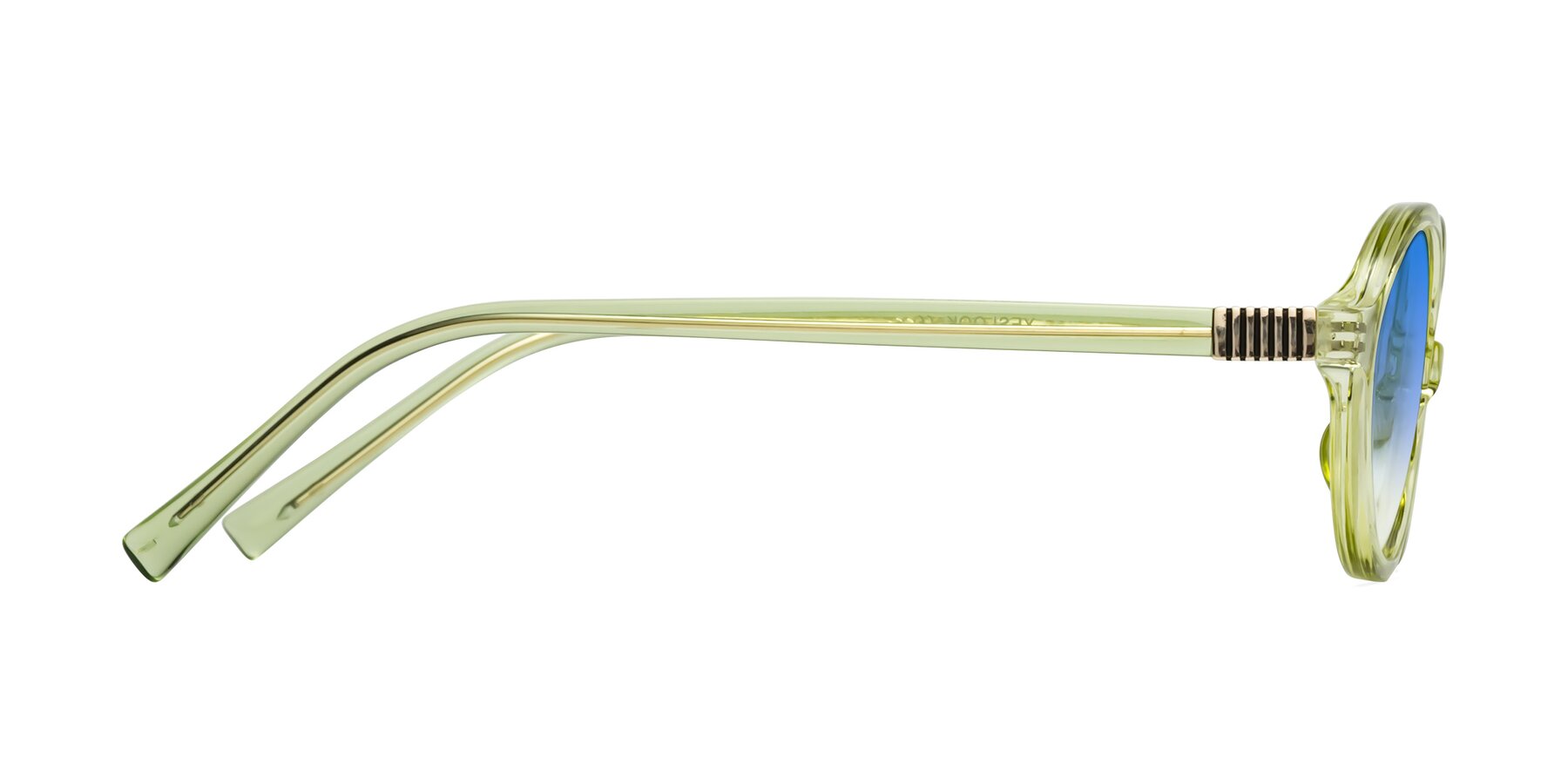 Side of Ubell in Transparent Green with Blue Gradient Lenses