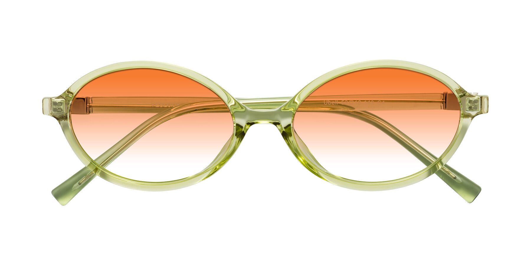 Folded Front of Ubell in Transparent Green with Orange Gradient Lenses