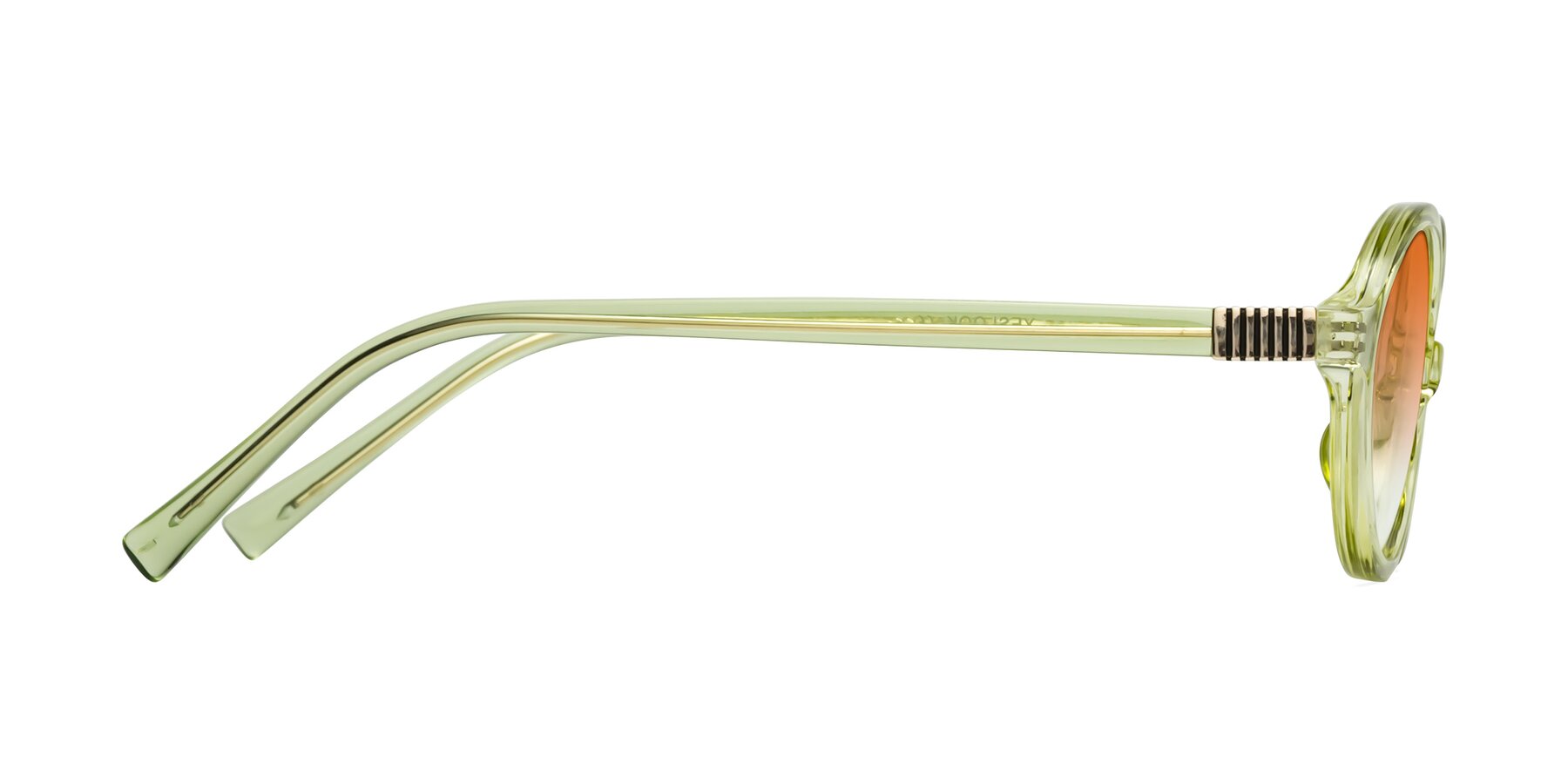 Side of Ubell in Transparent Green with Orange Gradient Lenses