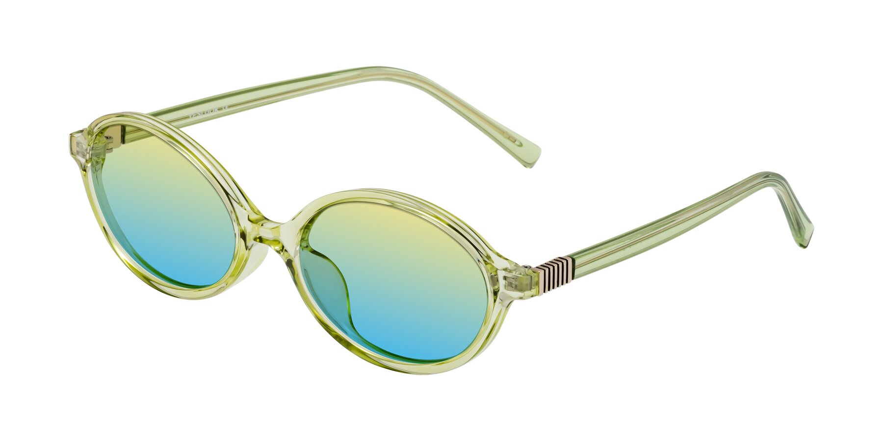 Angle of Ubell in Transparent Green with Yellow / Blue Gradient Lenses