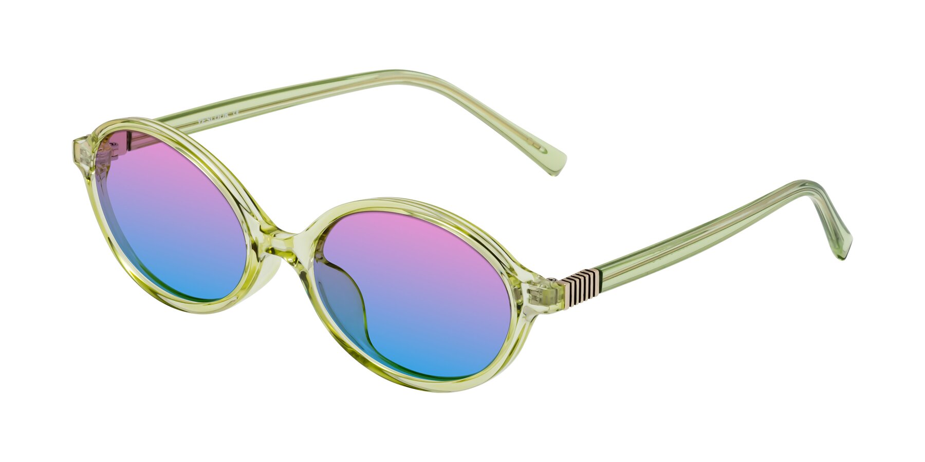 Angle of Ubell in Transparent Green with Pink / Blue Gradient Lenses