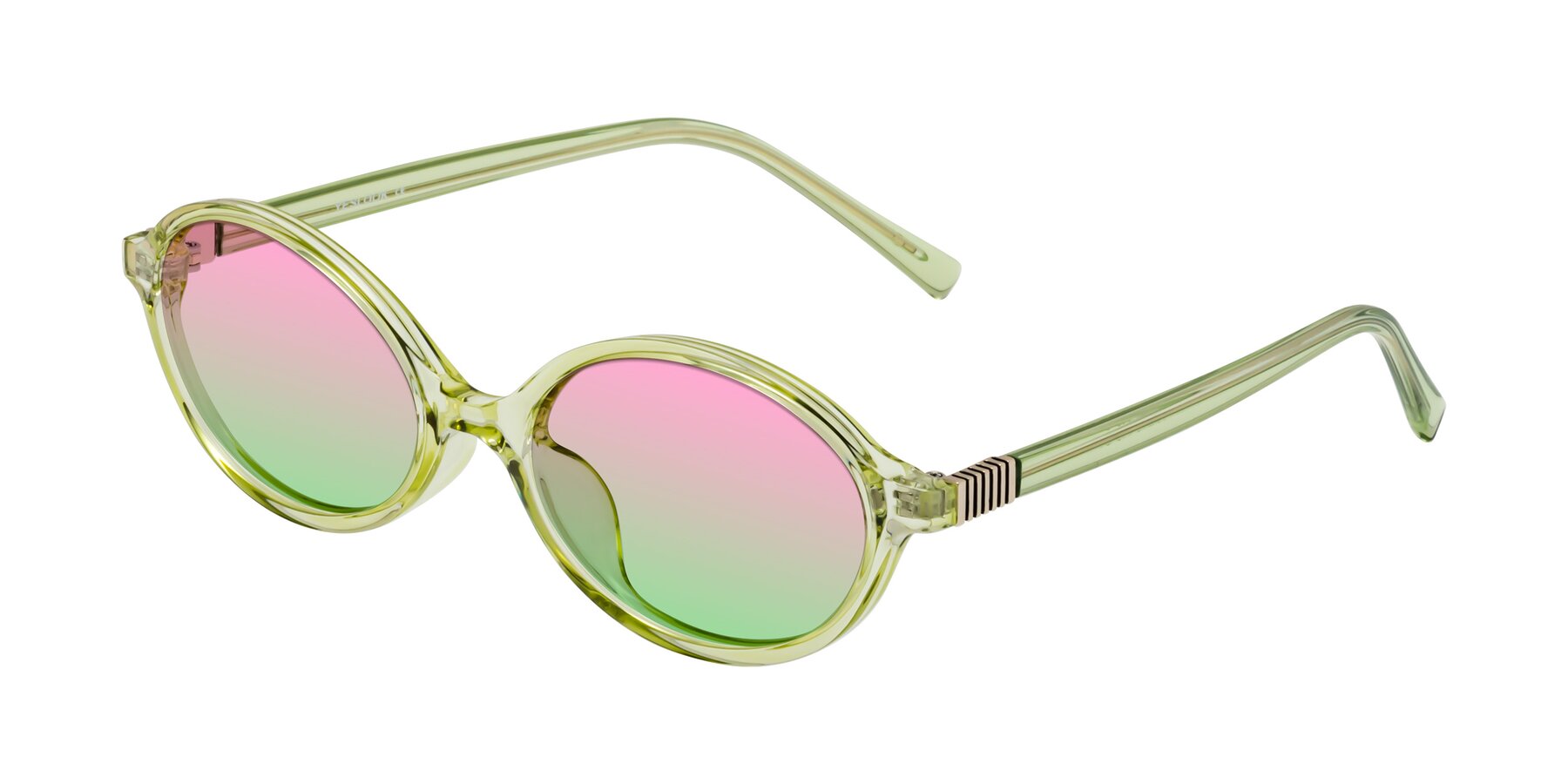 Angle of Ubell in Transparent Green with Pink / Green Gradient Lenses