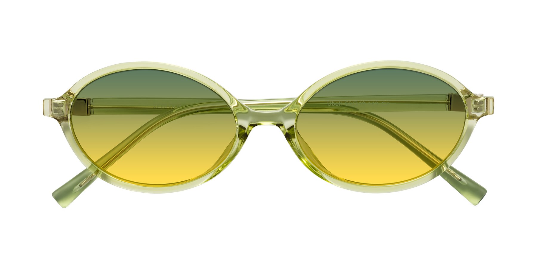 Folded Front of Ubell in Transparent Green with Green / Yellow Gradient Lenses