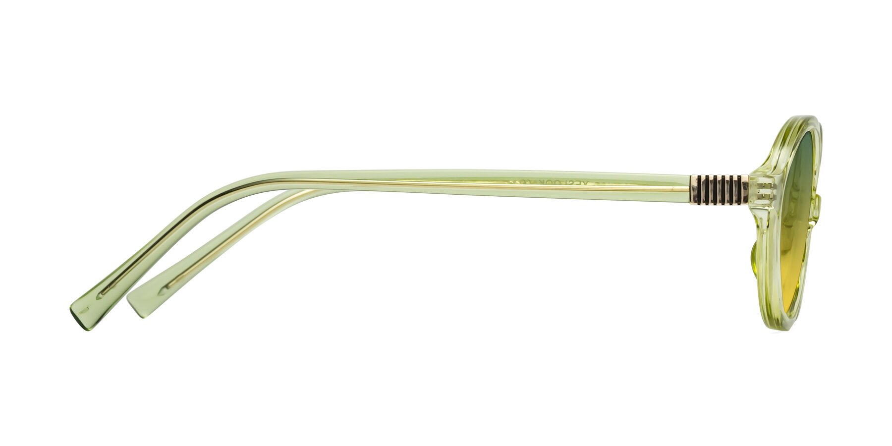 Side of Ubell in Transparent Green with Green / Yellow Gradient Lenses