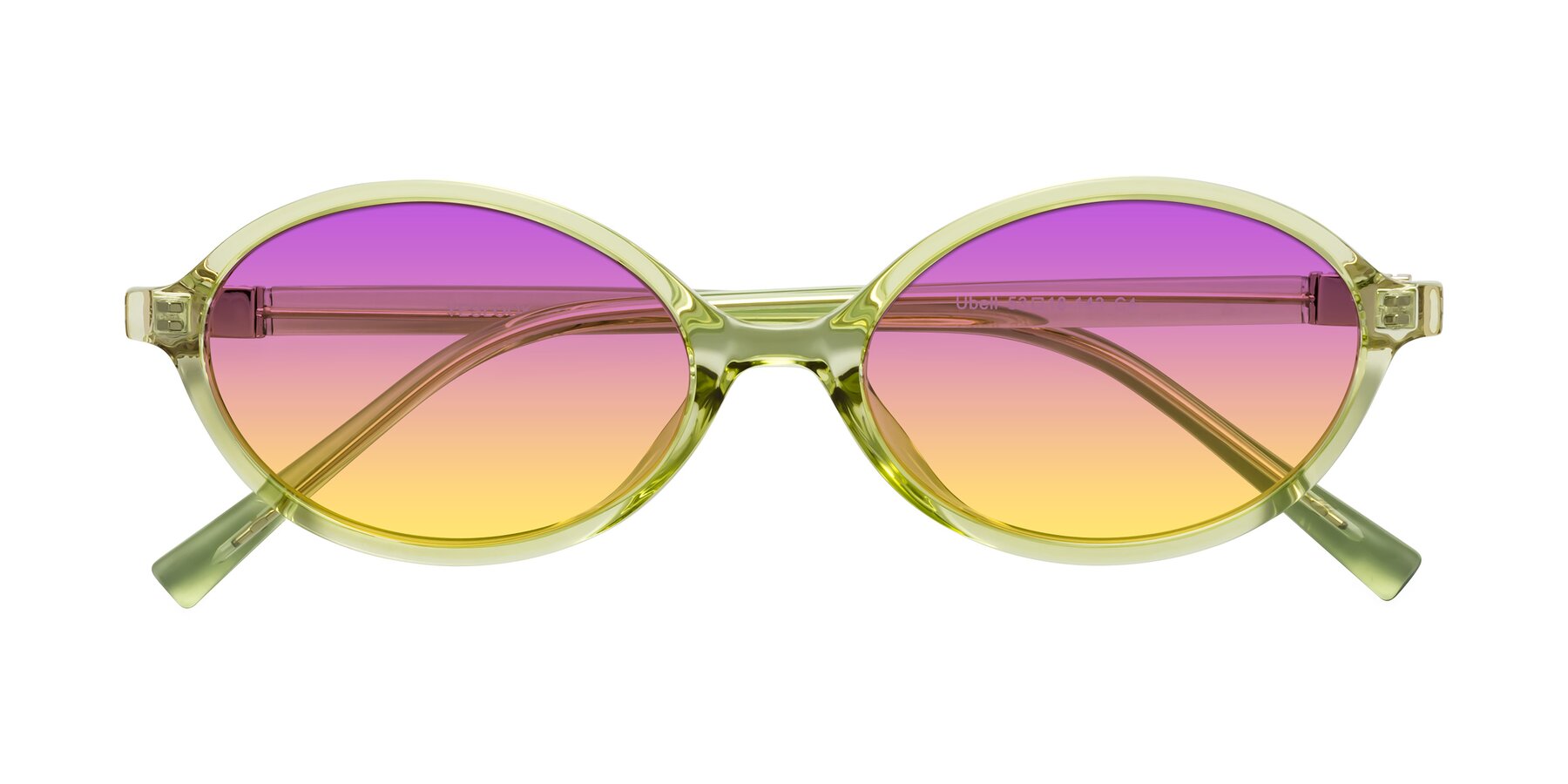 Folded Front of Ubell in Transparent Green with Purple / Yellow Gradient Lenses