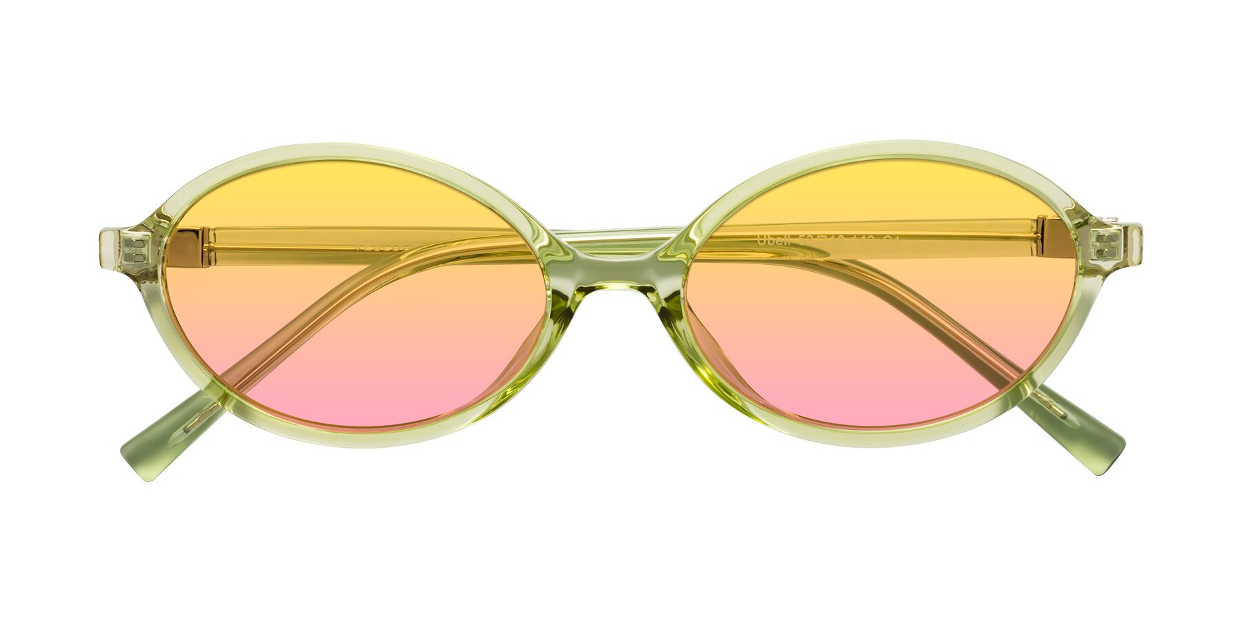 Folded Front of Ubell in Transparent Green with Yellow / Pink Gradient Lenses