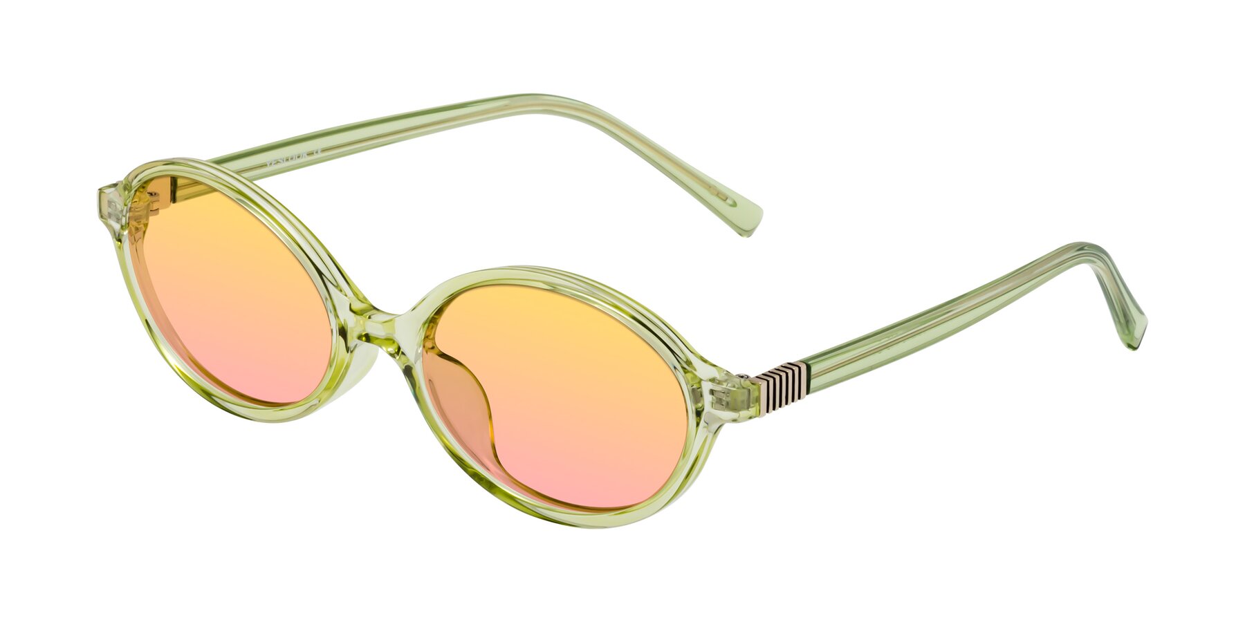 Angle of Ubell in Transparent Green with Yellow / Pink Gradient Lenses