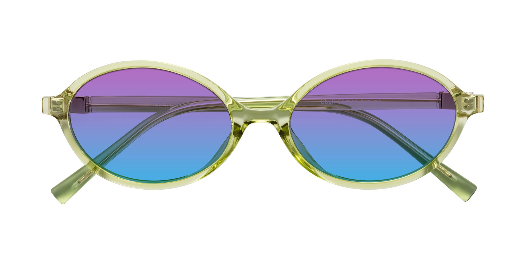 Folded Front of Ubell in Transparent Green with Purple / Blue Gradient Lenses