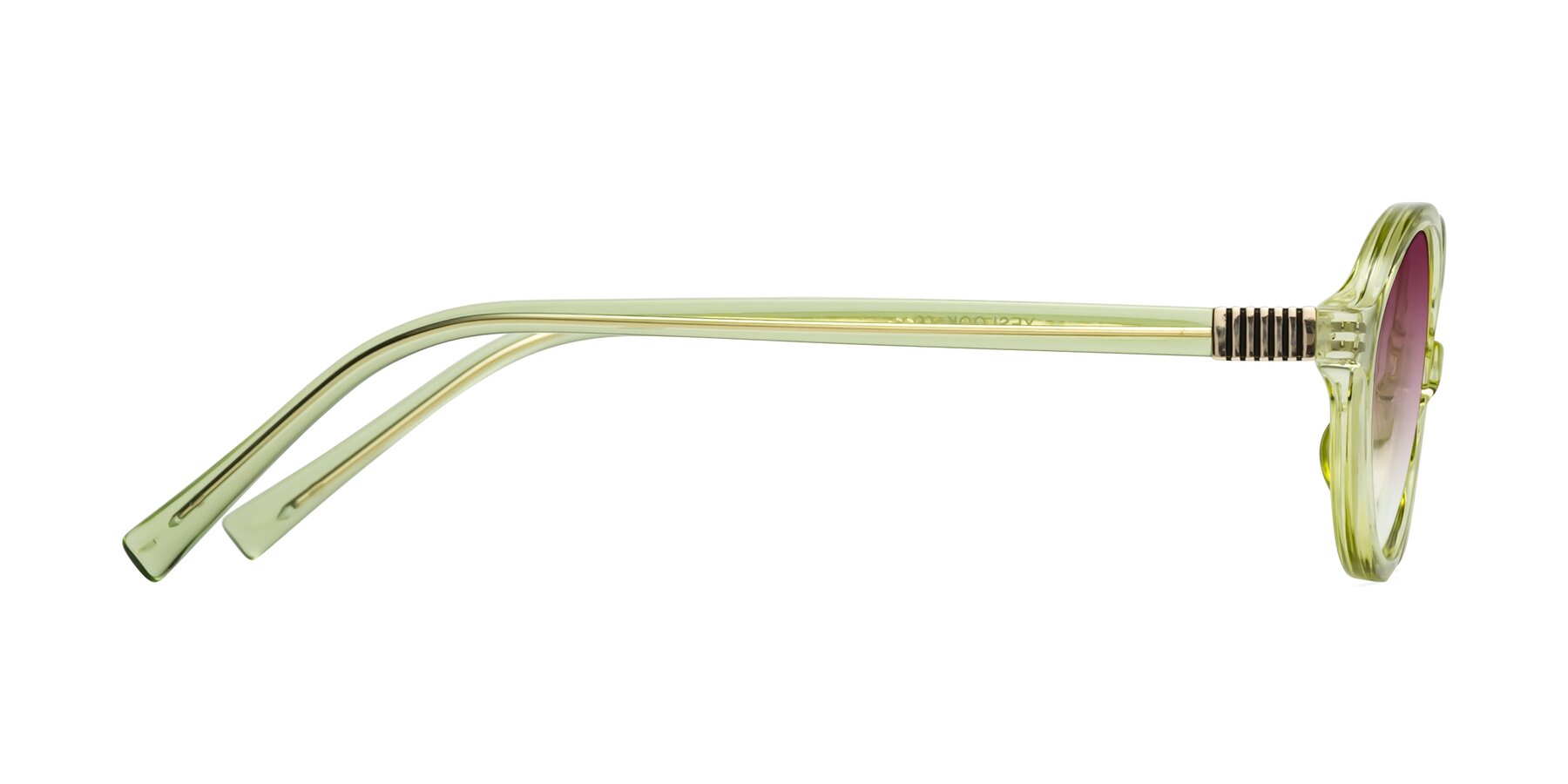 Side of Ubell in Transparent Green with Wine Gradient Lenses
