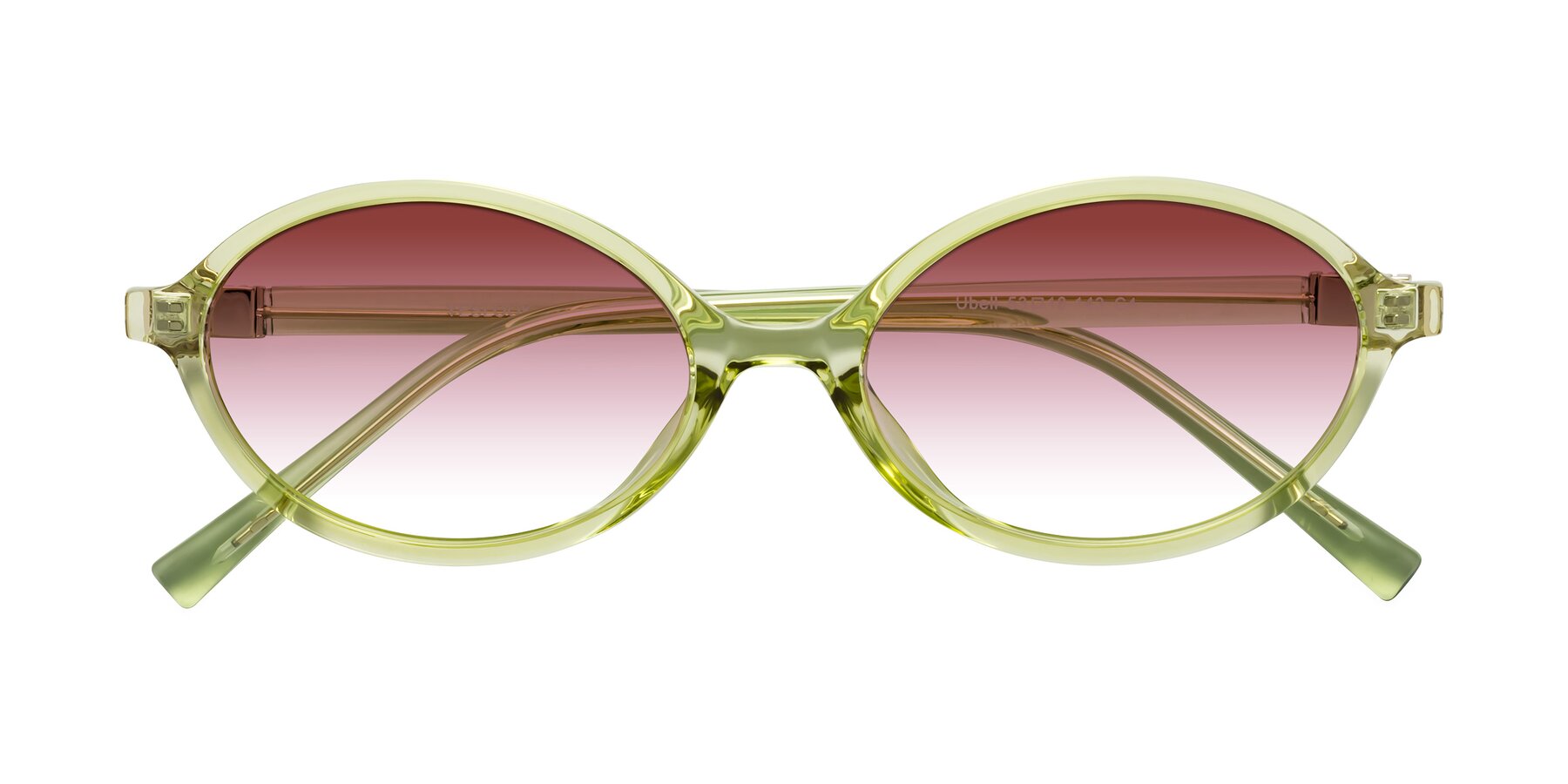 Folded Front of Ubell in Transparent Green with Garnet Gradient Lenses