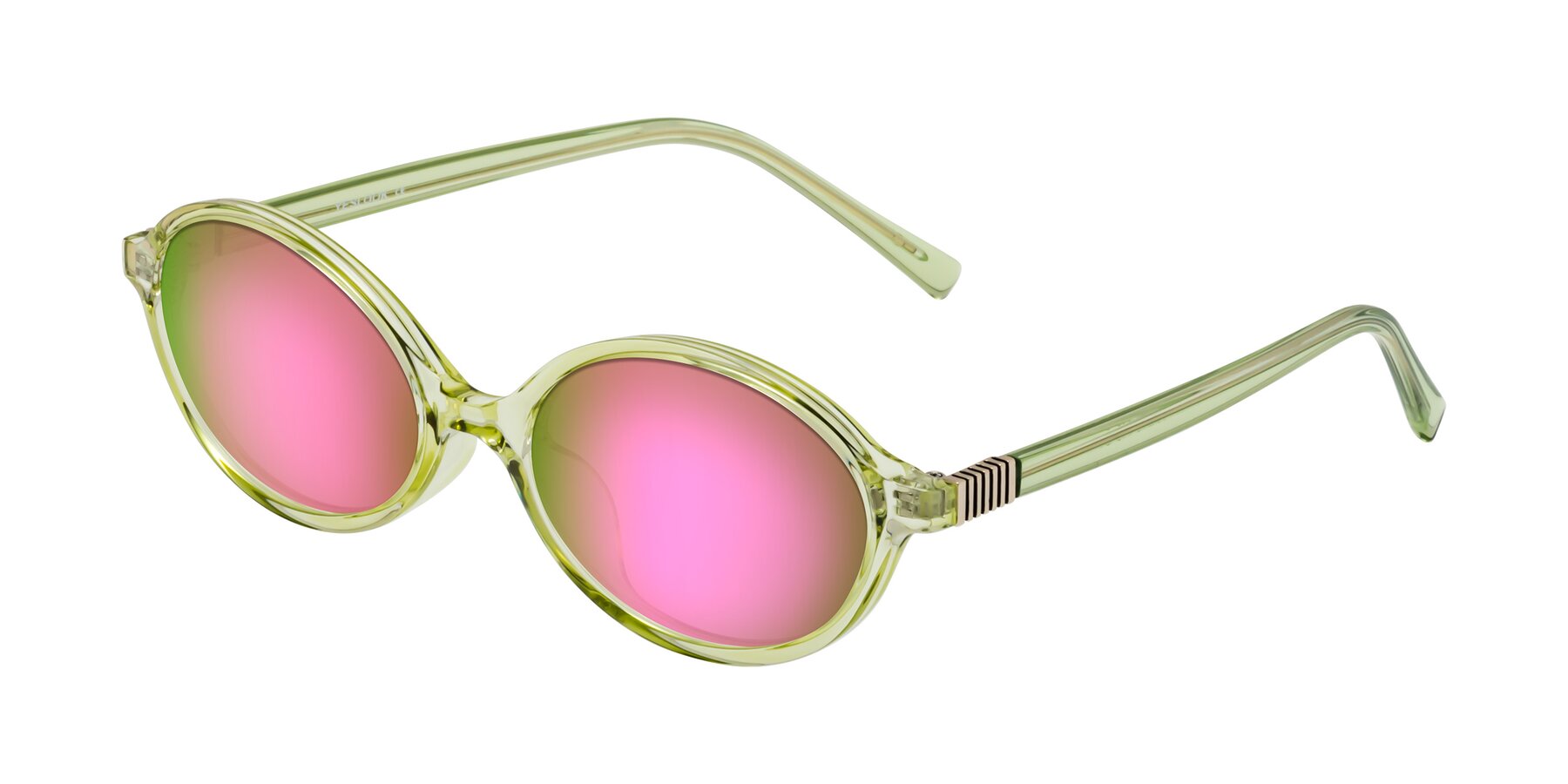 Angle of Ubell in Transparent Green with Pink Mirrored Lenses