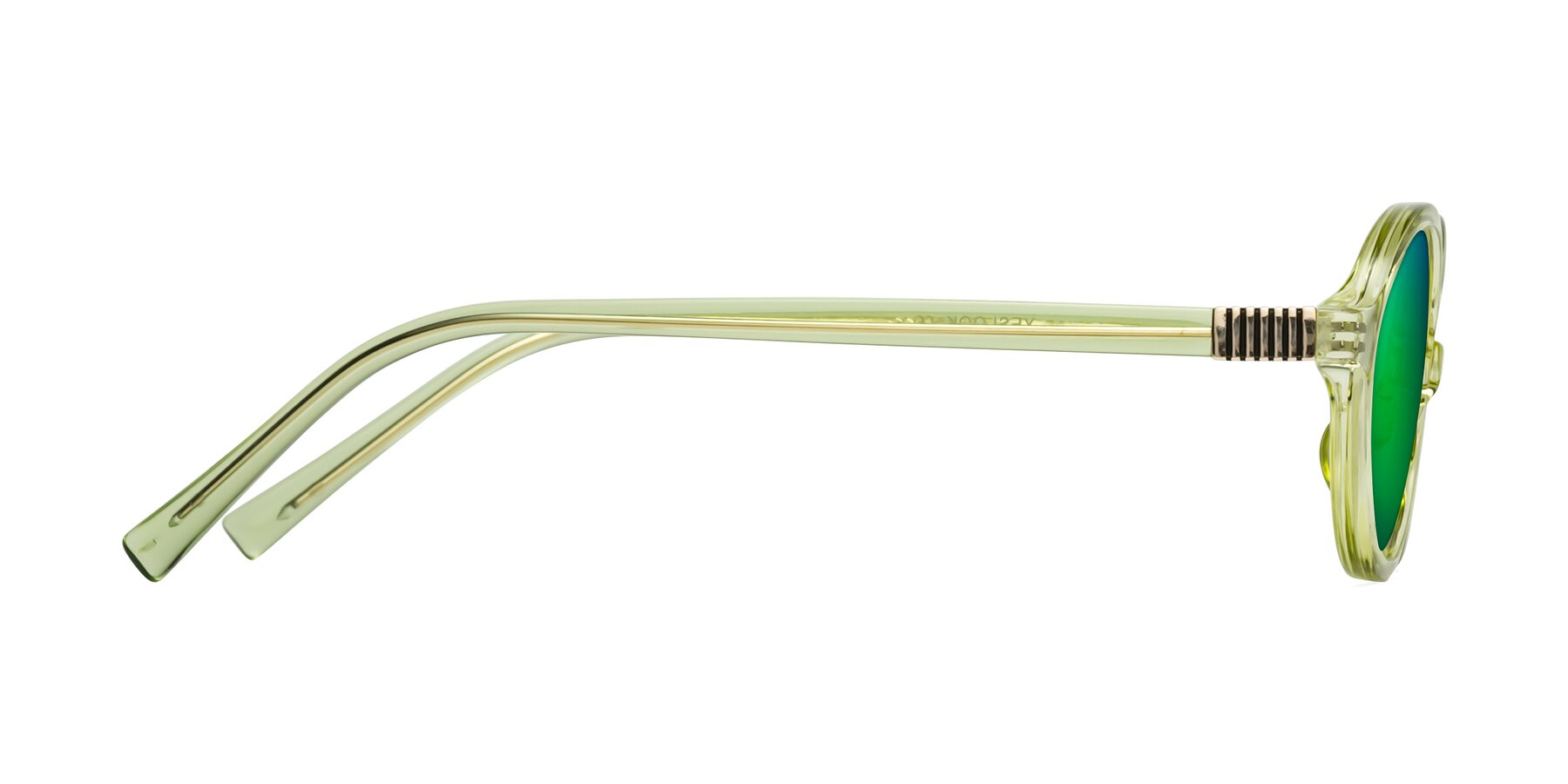 Side of Ubell in Transparent Green with Green Mirrored Lenses
