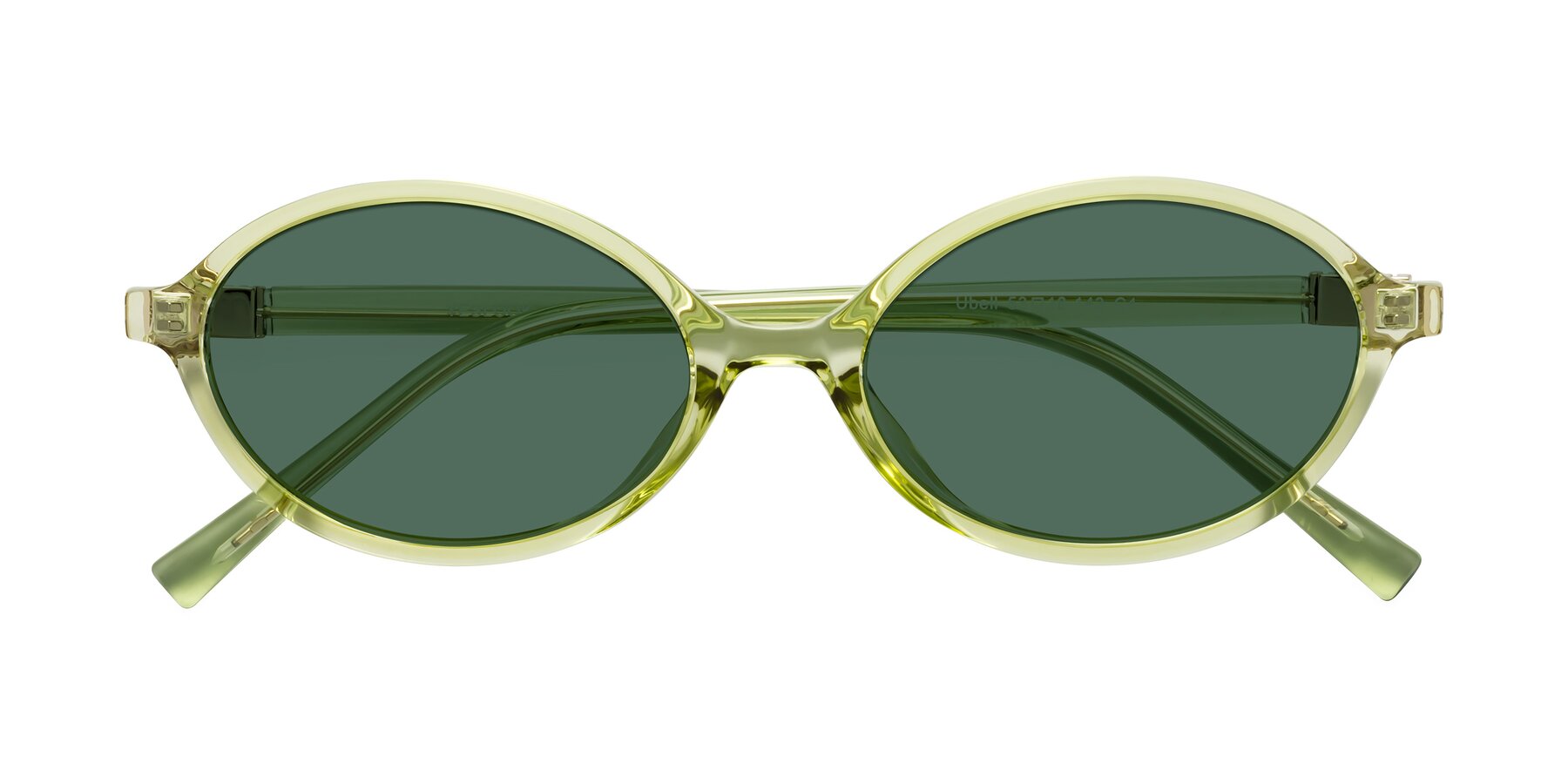 Folded Front of Ubell in Transparent Green with Green Polarized Lenses