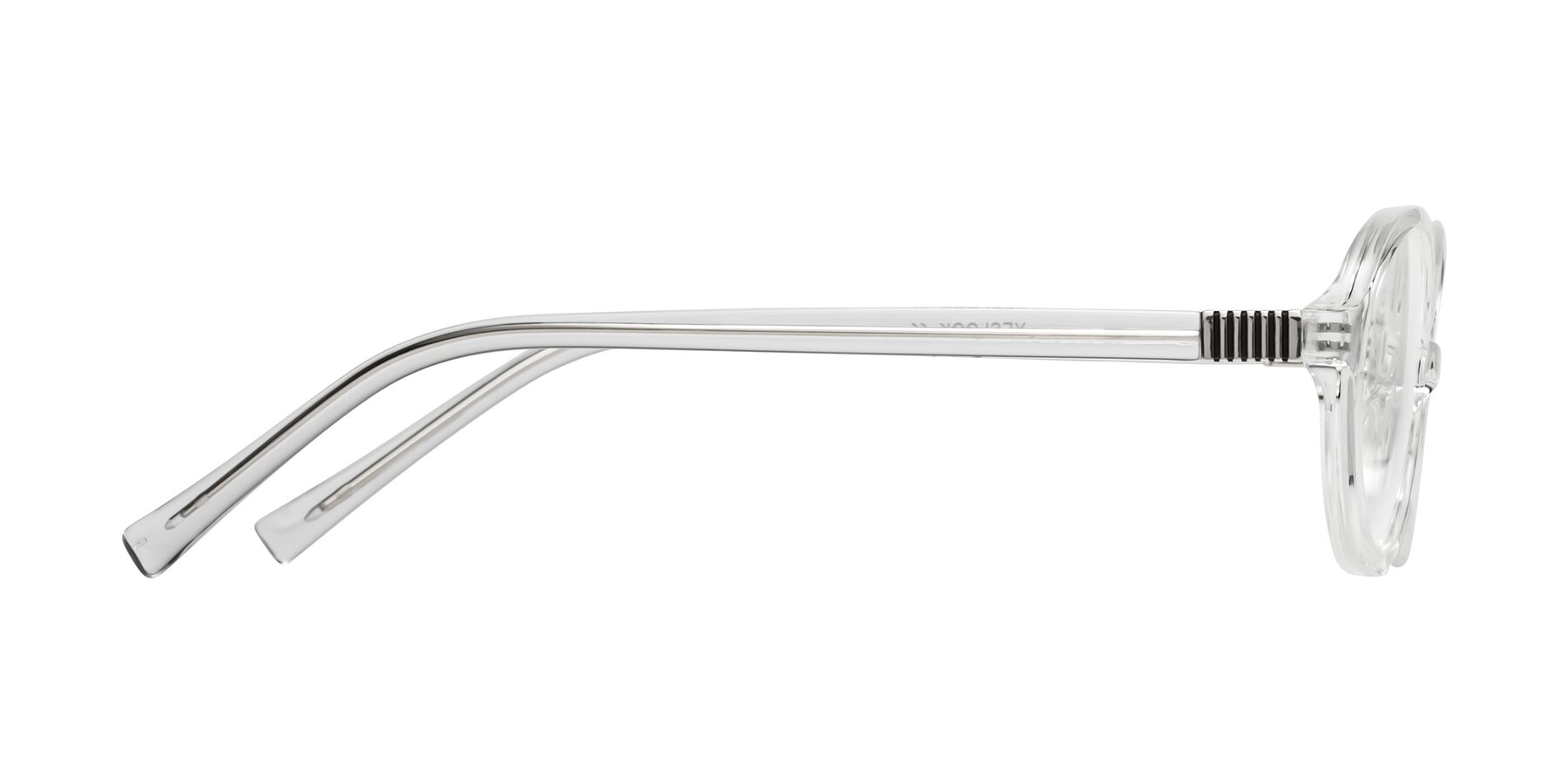 Side of Ubell in Clear with Clear Reading Eyeglass Lenses