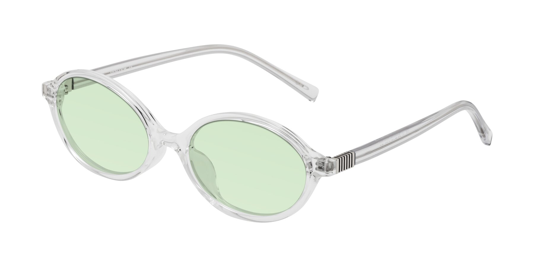 Angle of Ubell in Clear with Light Green Tinted Lenses