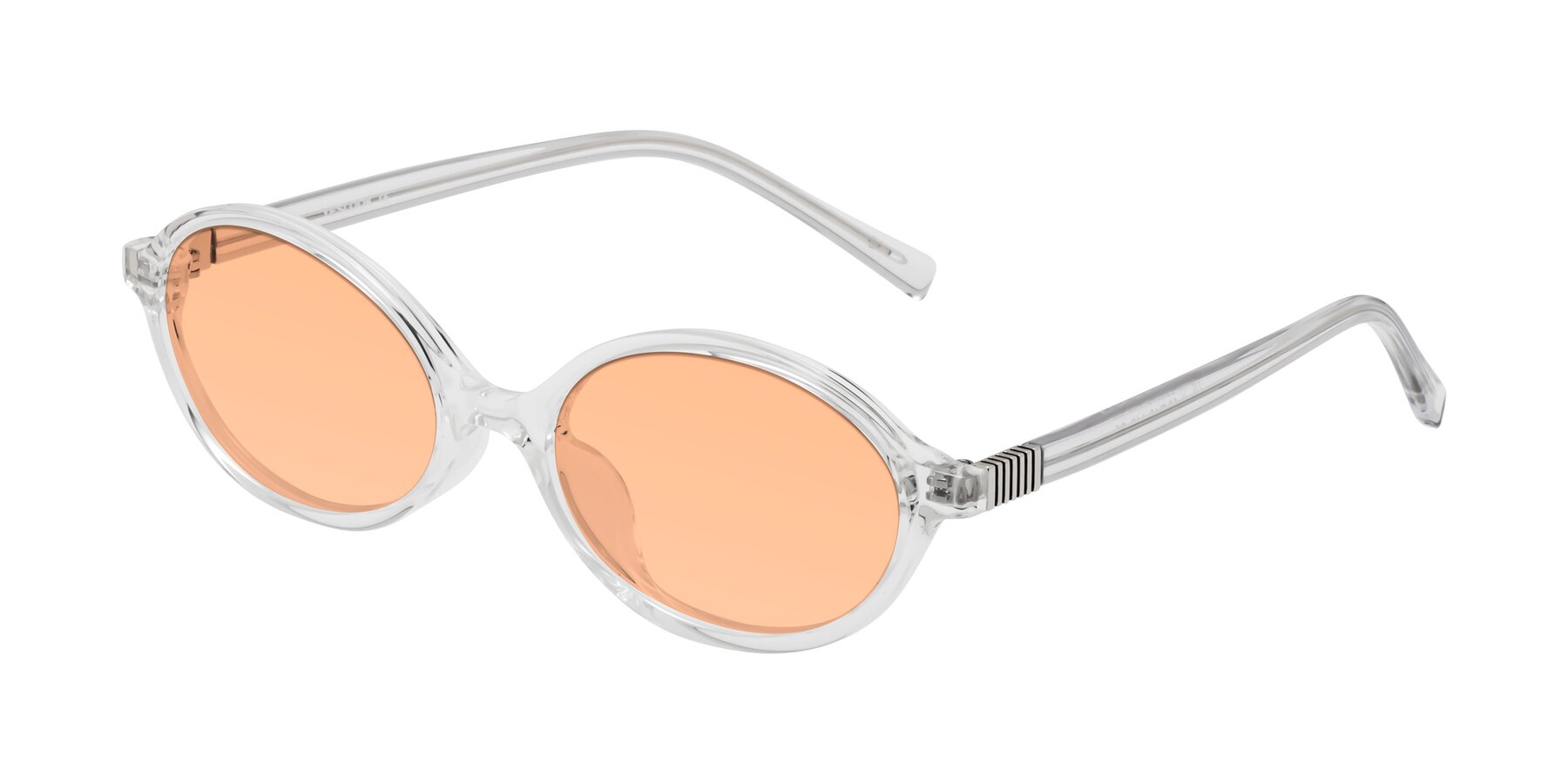 Angle of Ubell in Clear with Light Orange Tinted Lenses