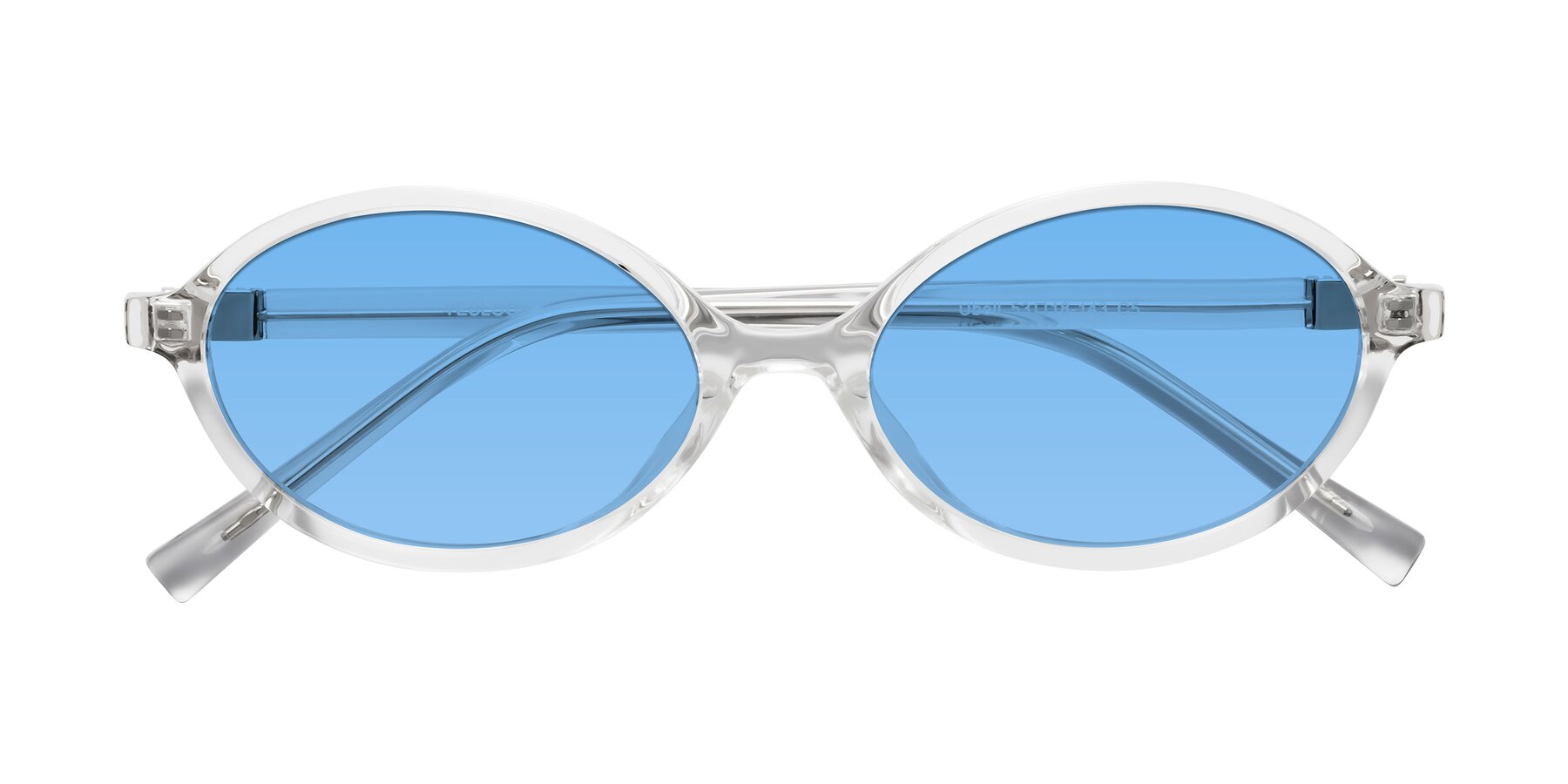 Folded Front of Ubell in Clear with Medium Blue Tinted Lenses