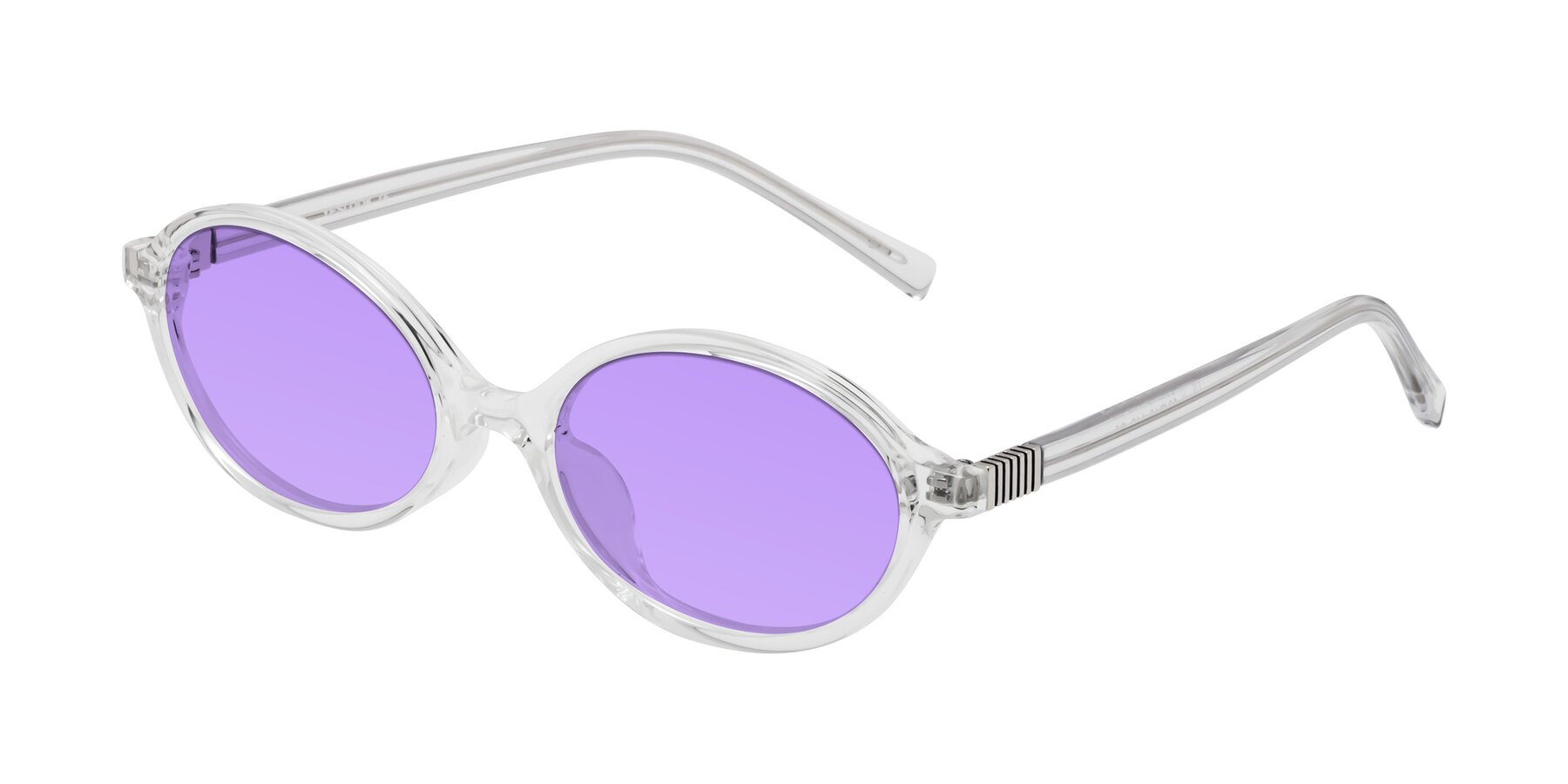 Angle of Ubell in Clear with Medium Purple Tinted Lenses