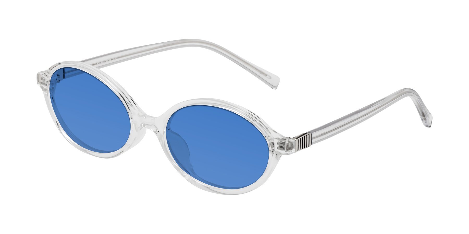 Angle of Ubell in Clear with Blue Tinted Lenses