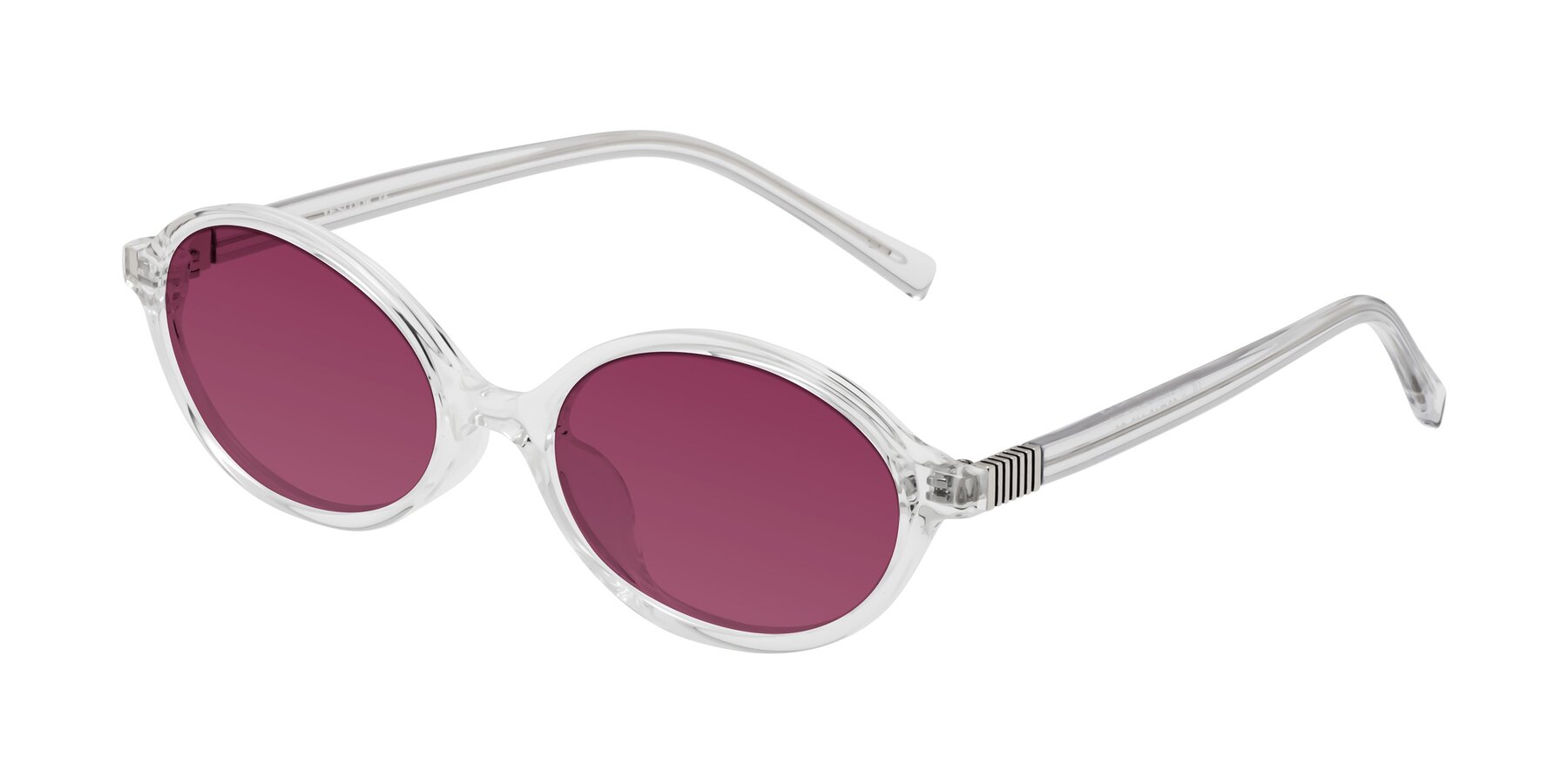 Angle of Ubell in Clear with Wine Tinted Lenses