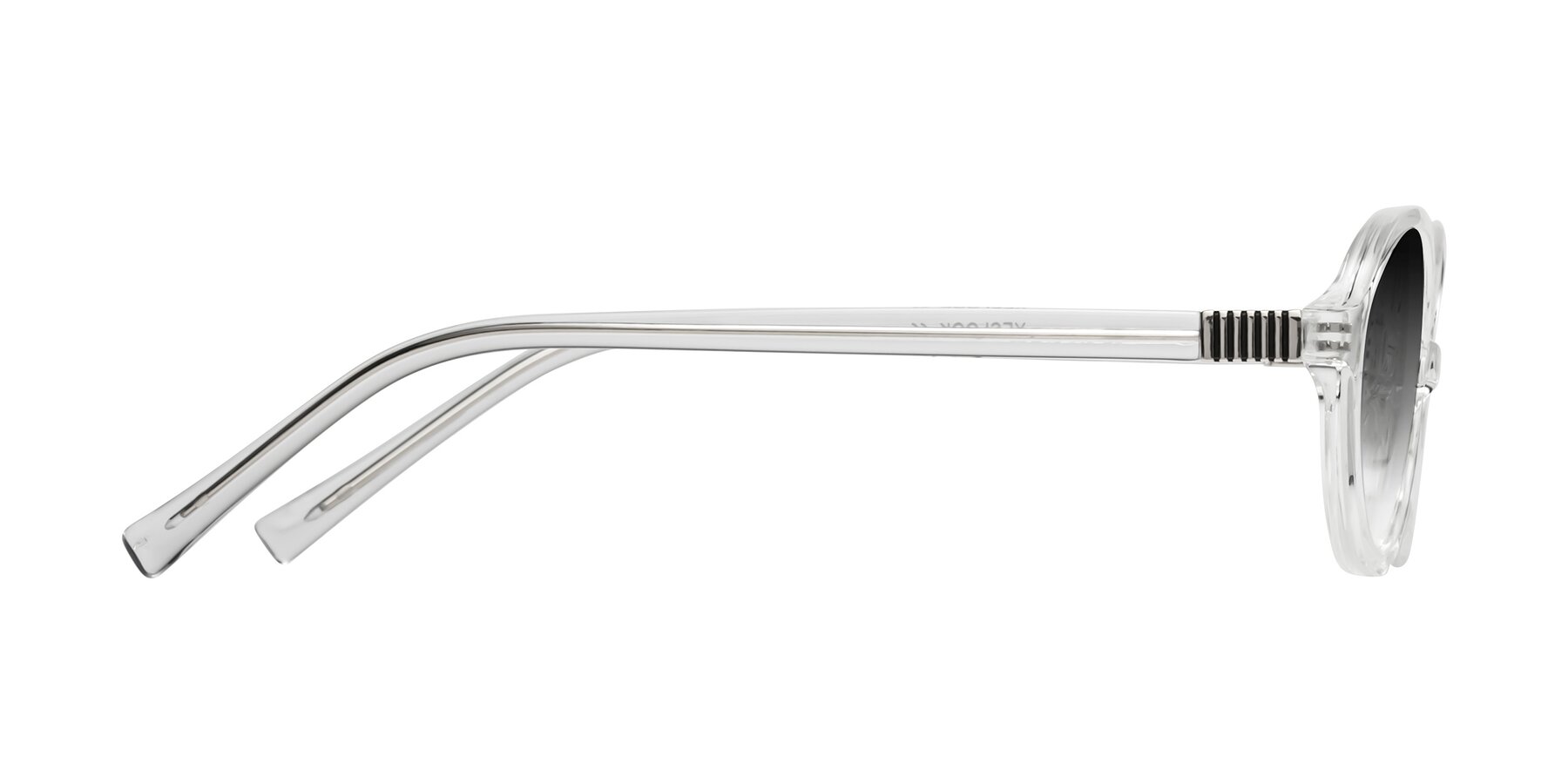 Side of Ubell in Clear with Gray Gradient Lenses