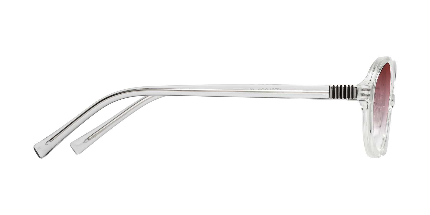 Side of Ubell in Clear with Garnet Gradient Lenses
