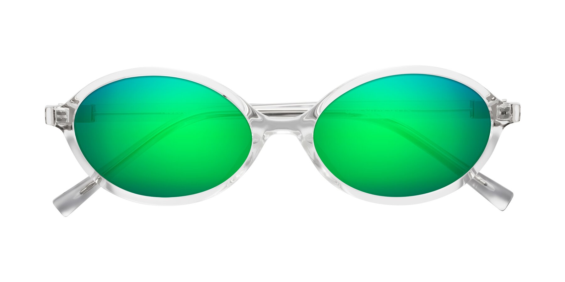 Folded Front of Ubell in Clear with Green Mirrored Lenses