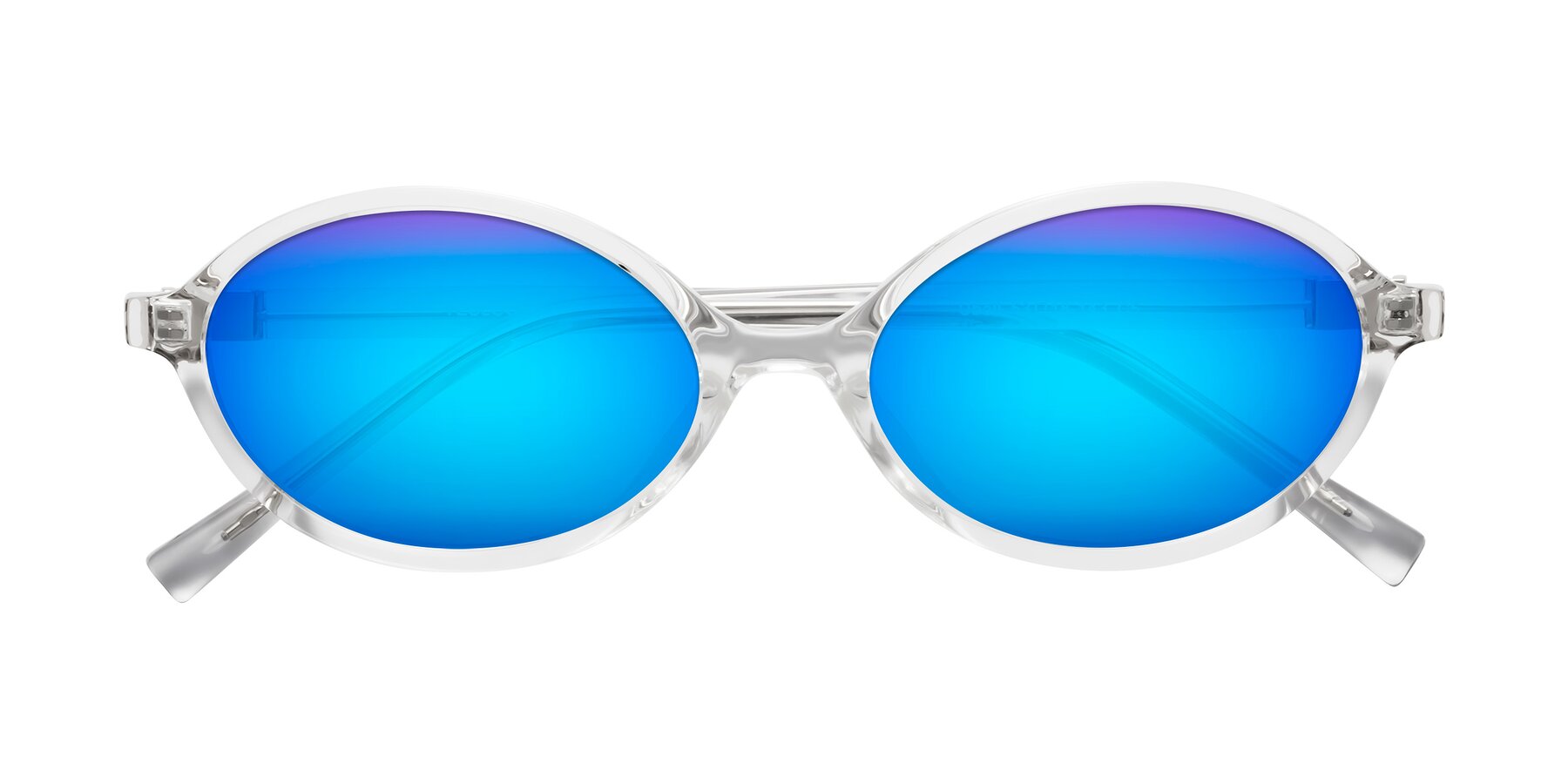 Folded Front of Ubell in Clear with Blue Mirrored Lenses