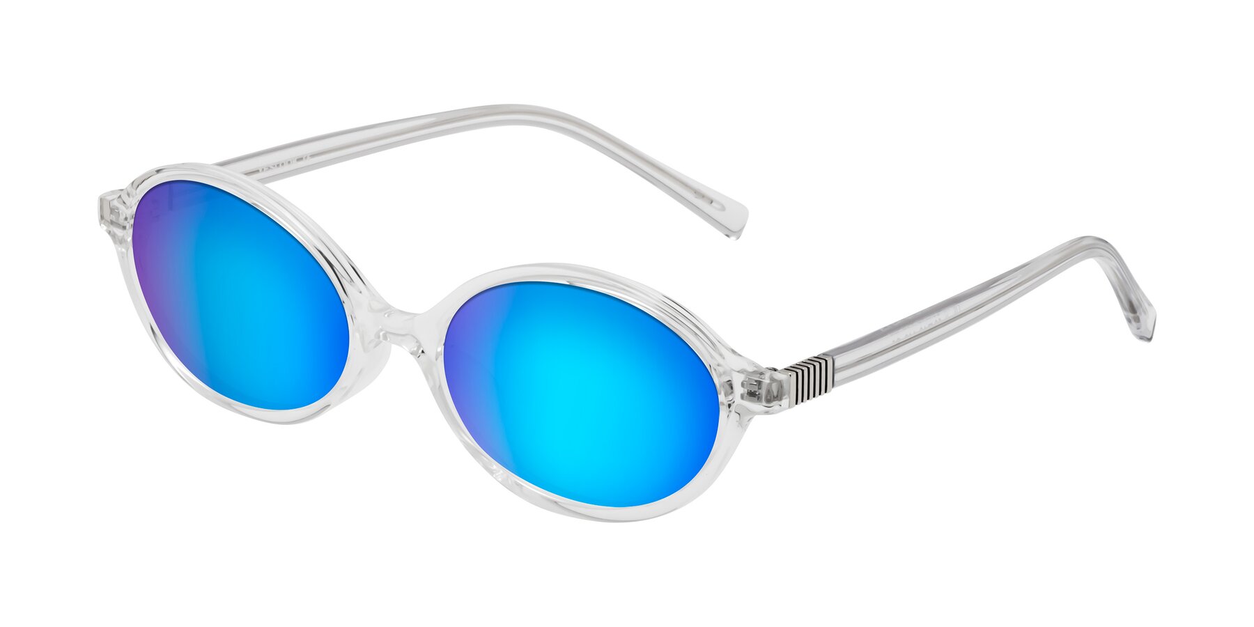 Angle of Ubell in Clear with Blue Mirrored Lenses