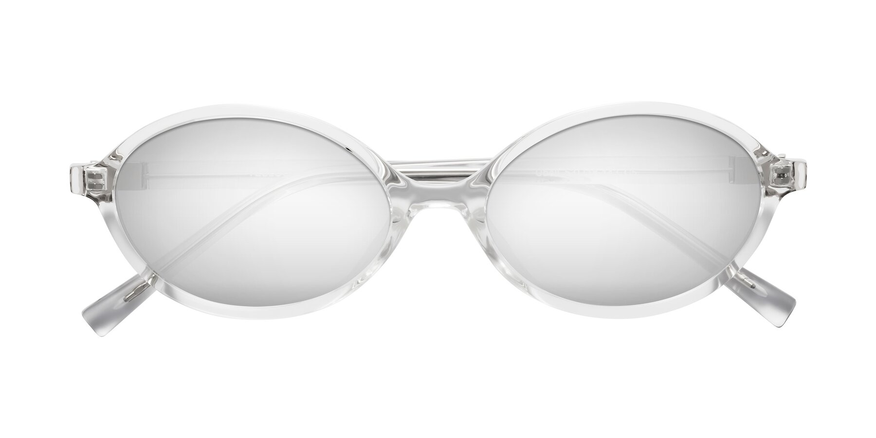 Folded Front of Ubell in Clear with Silver Mirrored Lenses