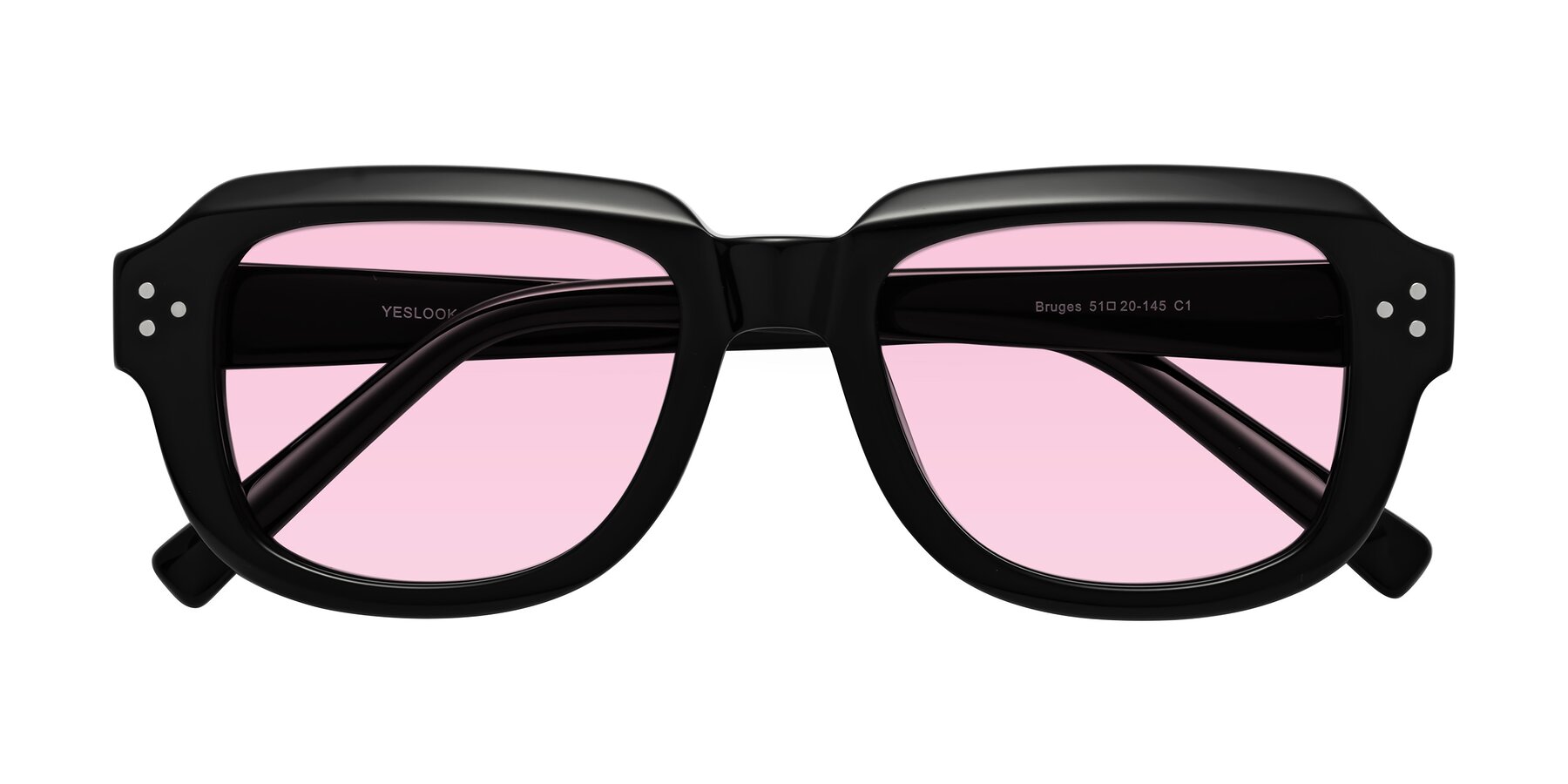 Folded Front of Bruges in Black with Light Pink Tinted Lenses
